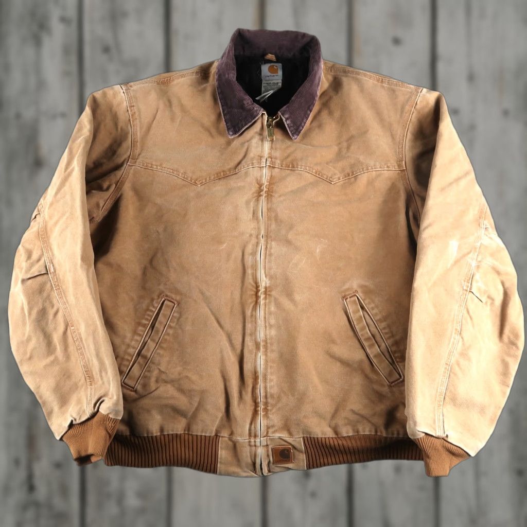 Carhartt VINTAGE Carhartt Santa Fe Quilt Lined Mens 2XL Tall Coat Brown Canvas J14 CML JACKET Bomber Jacket Workwear Winter Size US XXL / EU 58 / 5 - 1 Thumbnail