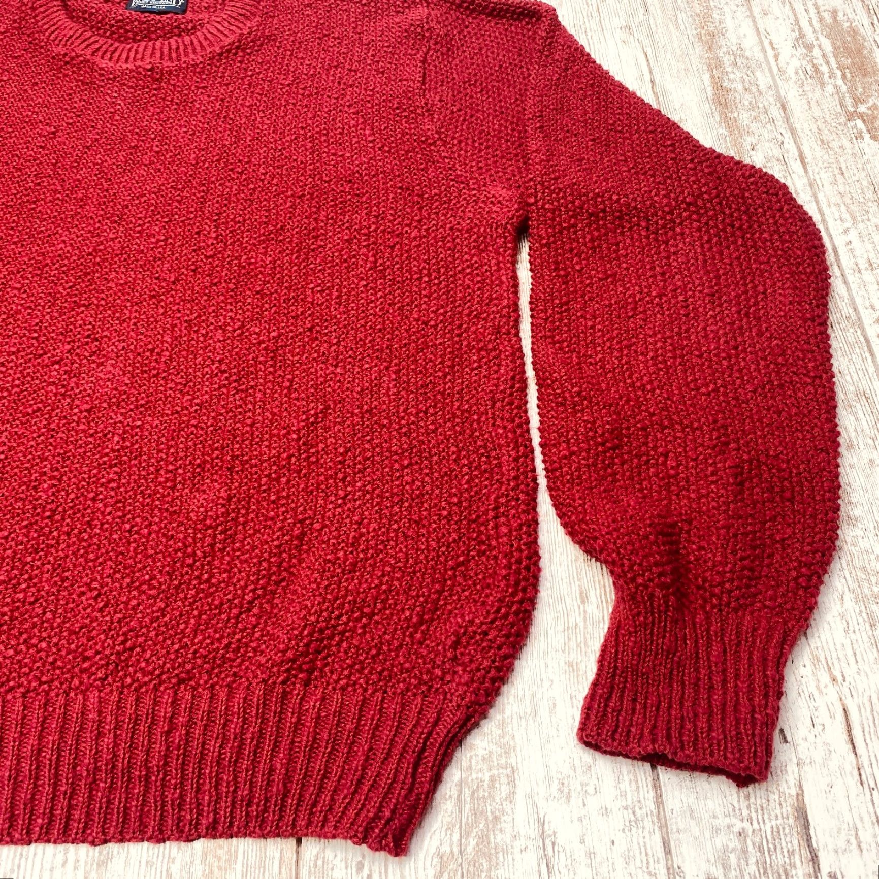 Lands' End VINTAGE Lands' End Sweater Men's Large Red Heavy Knit Pullover Casual Made in USA Size US L / EU 52-54 / 3 - 4 Thumbnail