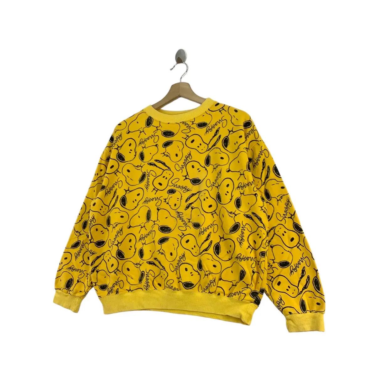 Peanuts Vintage SNOOPY PEANUTS Character Overprint Yellow Sweatshirt Size M / US 6-8 / IT 42-44 - 2 Thumbnail