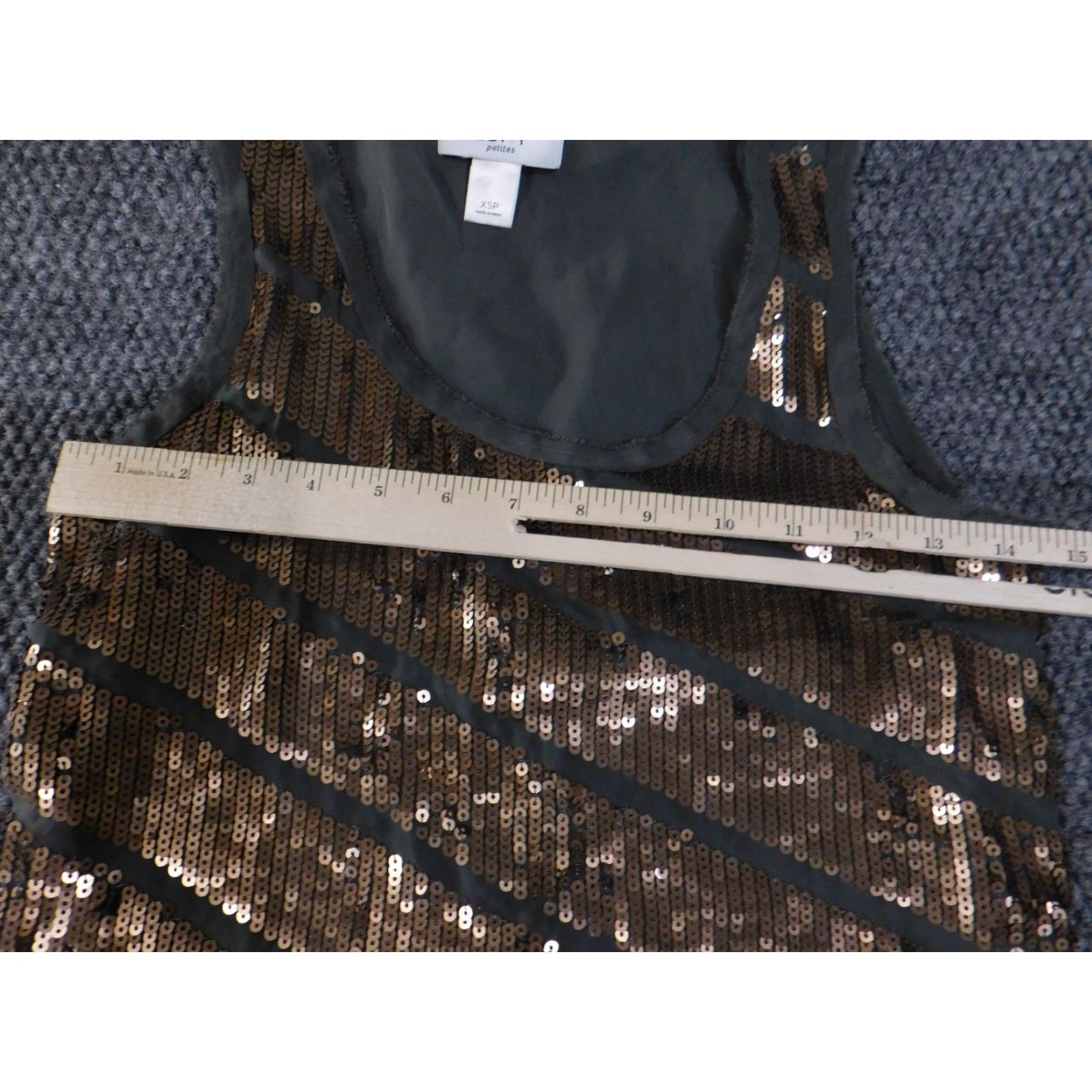 Loft LOFT Blouse Tank Top Sleeveless Scoop Neck Sequin Stripe Brown XS Petite Womens PXS Casual Summer Spring Style Basic Womens Apparel Size XS / US 0-2 / IT 36-38 - 5 Thumbnail