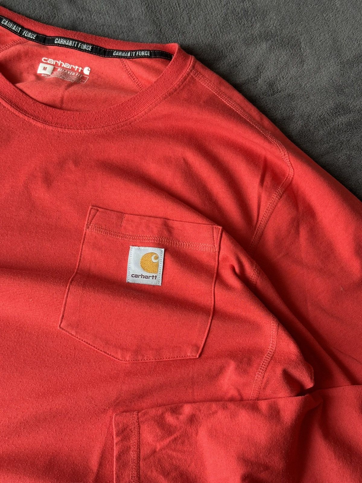 Carhartt Carhartt Force Red Logo Pocket Long Sleeve Tee Size US M / EU 48-50 / 2 - 6 Thumbnail