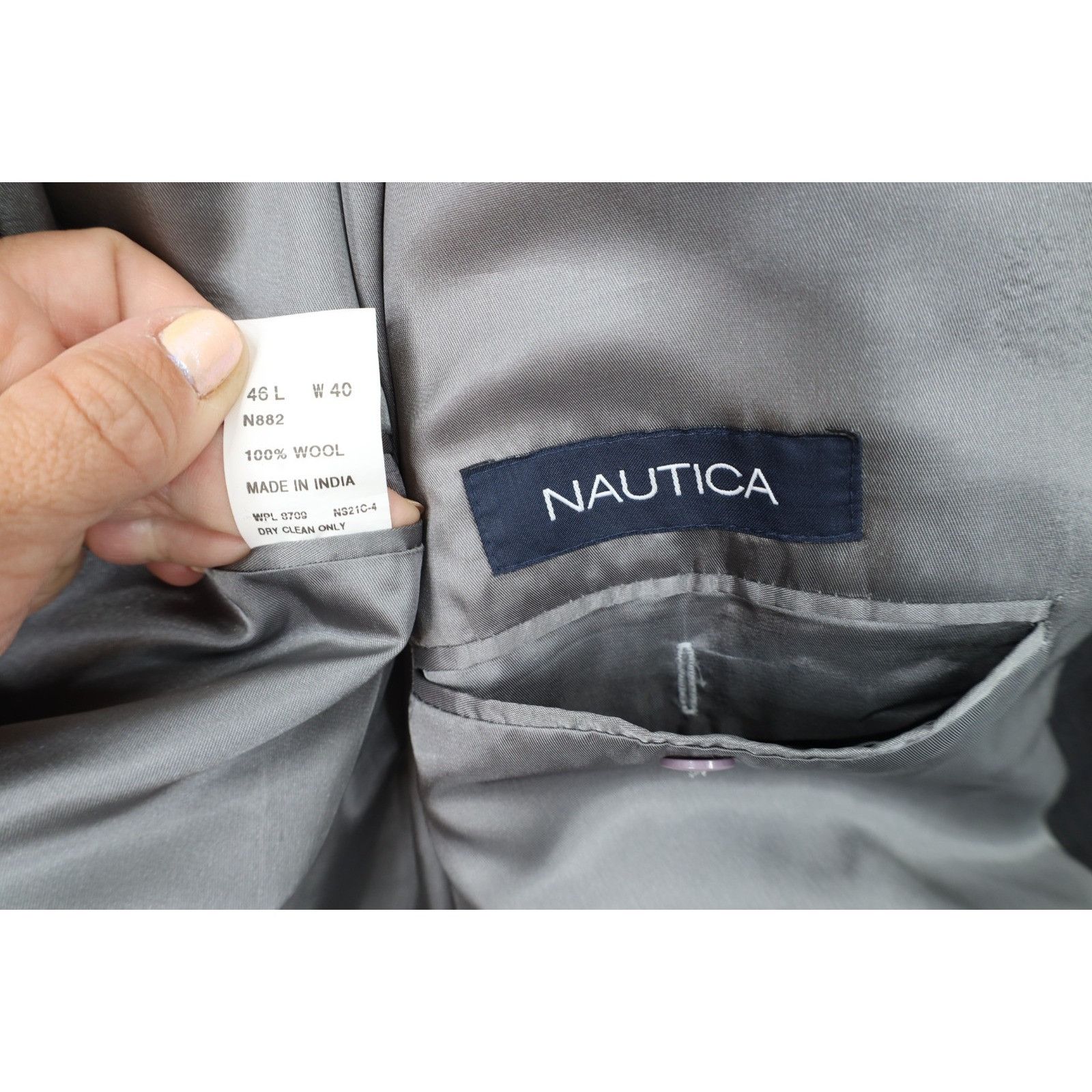 Nautica Vintage Nautica Wool Pinstriped 2 Piece Suit Wedding Size 46L - 6 Thumbnail