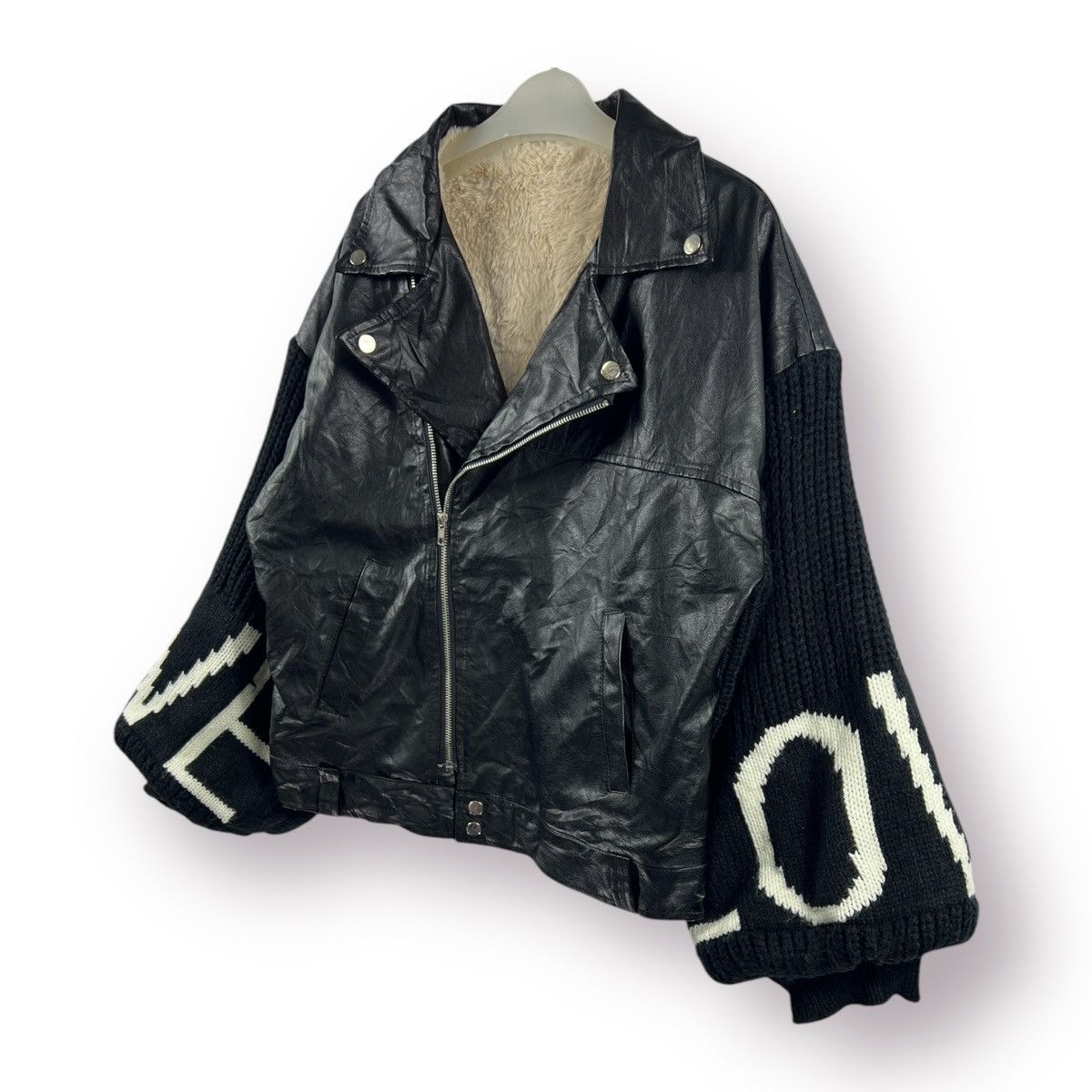 Japanese Brand 🔥 KOREAN 🔥 double collar soft leather knited sleeves jacket Size M / US 6-8 / IT 42-44 - 2 Thumbnail