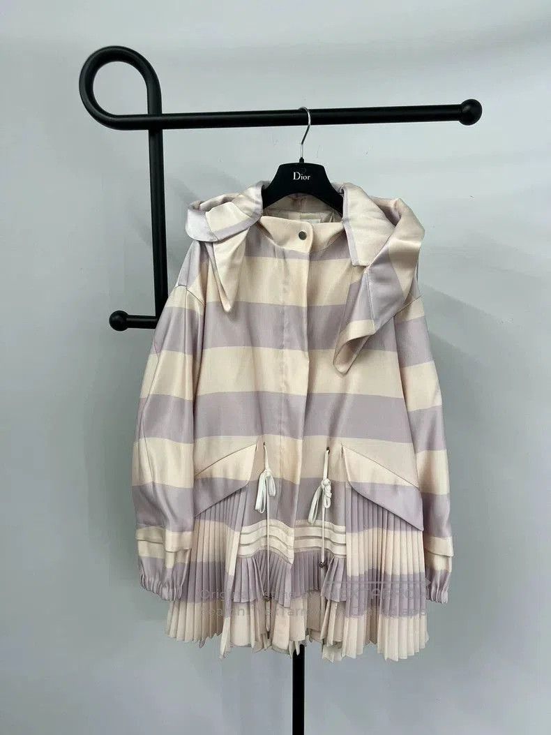 Dior Dior Purple Pink Stripe Silk Trench Coat. Size US M / EU 48-50 / 2 - 1 Thumbnail