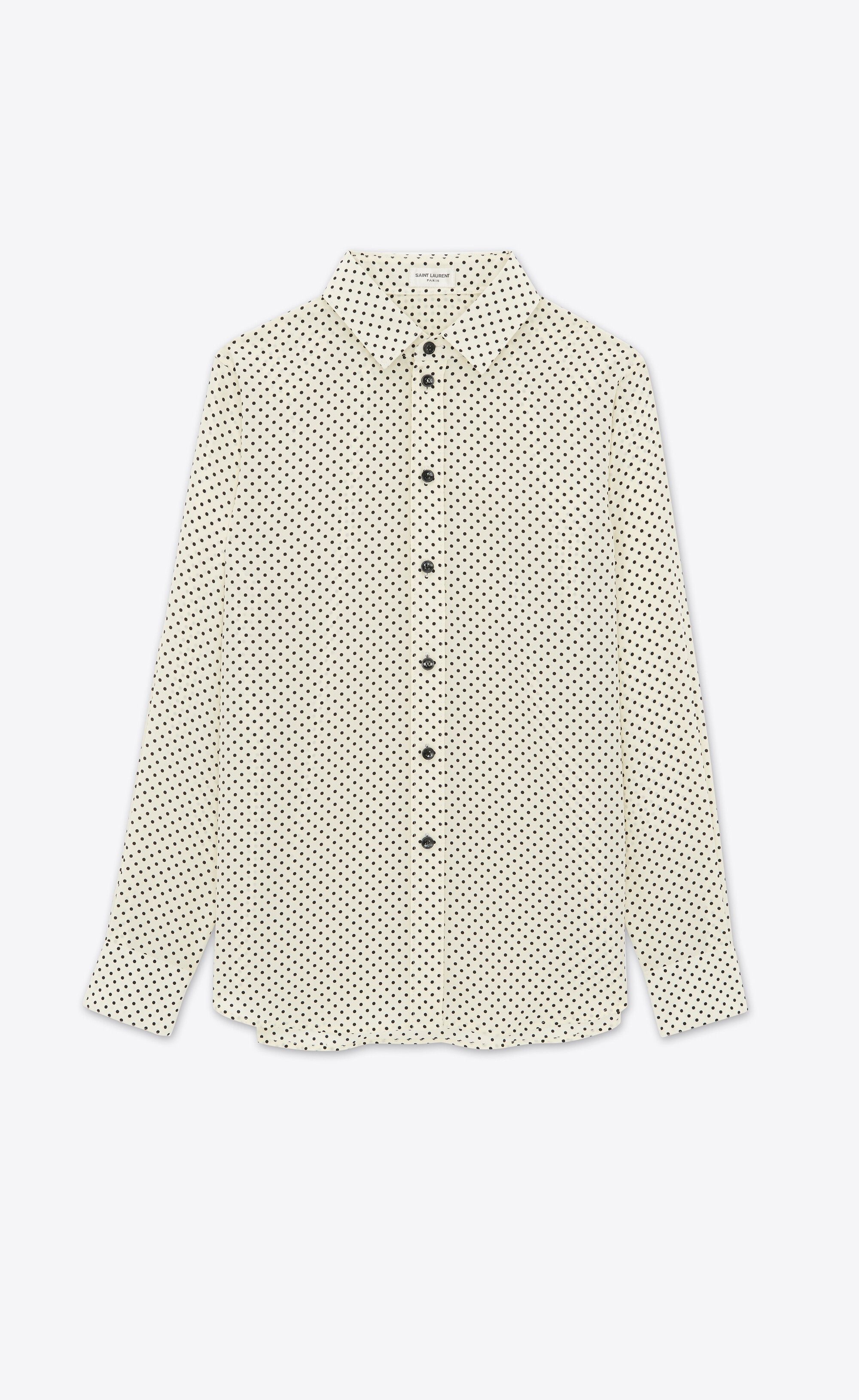 Saint Laurent Paris o1s1wg110125 710448 Classic Shirt in Dotted Crepe de Chine Size M / US 6-8 / IT 42-44 - 1 Thumbnail