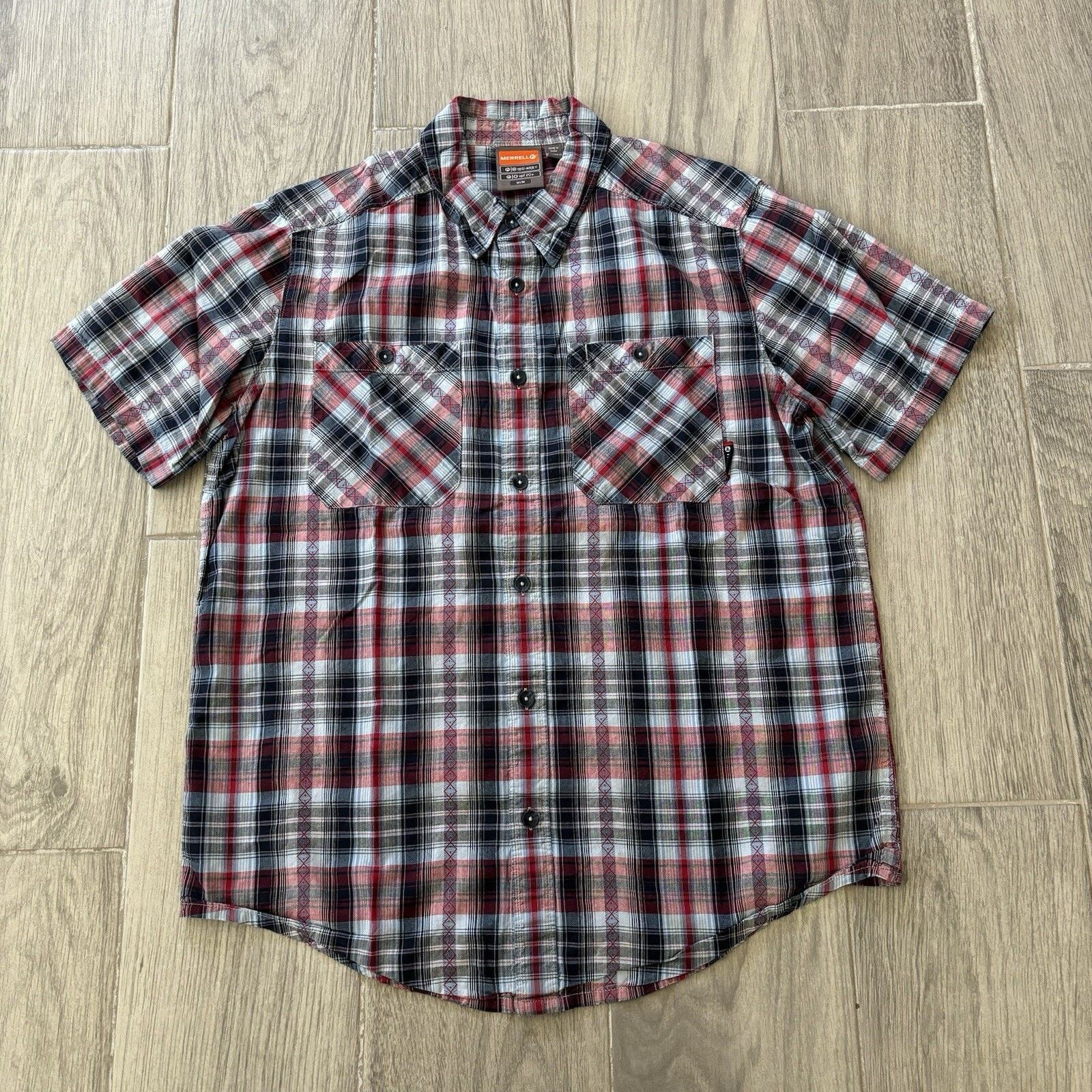 Merrell Merrell Hiking Shirt Men’s Medium UPF +20 Opti-Wick Red Blue Size US M / EU 48-50 / 2 - 1 Thumbnail