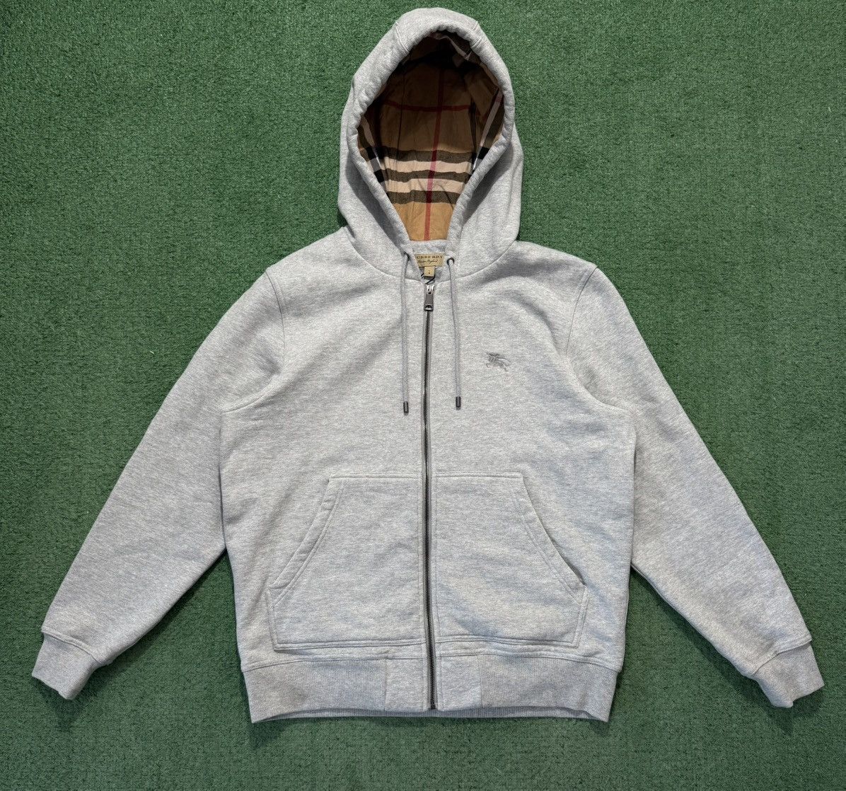 Burberry London Grey Hoodie Zip Sweatshirt