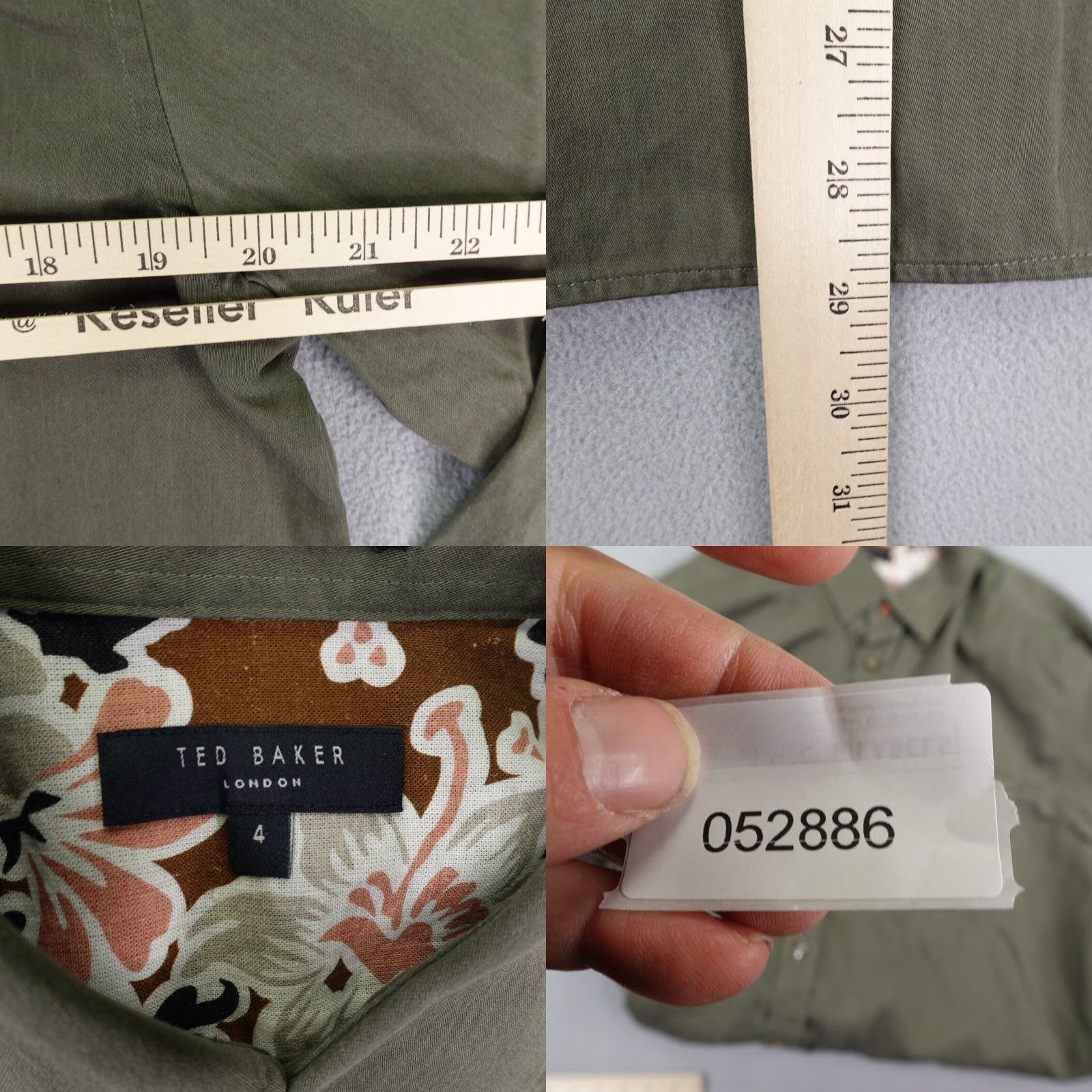 Ted Baker TED BAKER Button-Up Shirt Mens Medium Green Long Sleeve Floral Cuffs Lyocell Blend Classic Designer Size US M / EU 48-50 / 2 - 8 Thumbnail