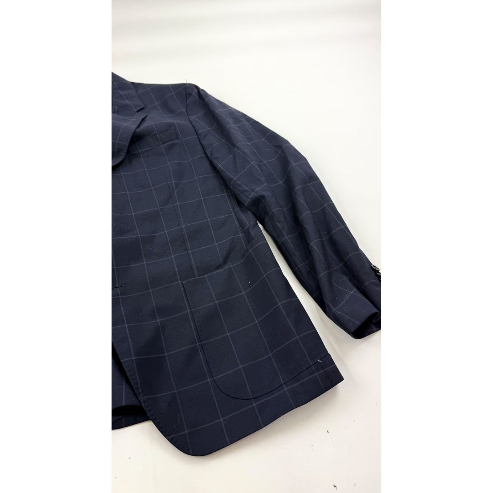 Banana Republic Banana Republic Coat Mens 44 Blazer 44R Navy Windowpane Check Two Button Sport Size 44R - 3 Thumbnail
