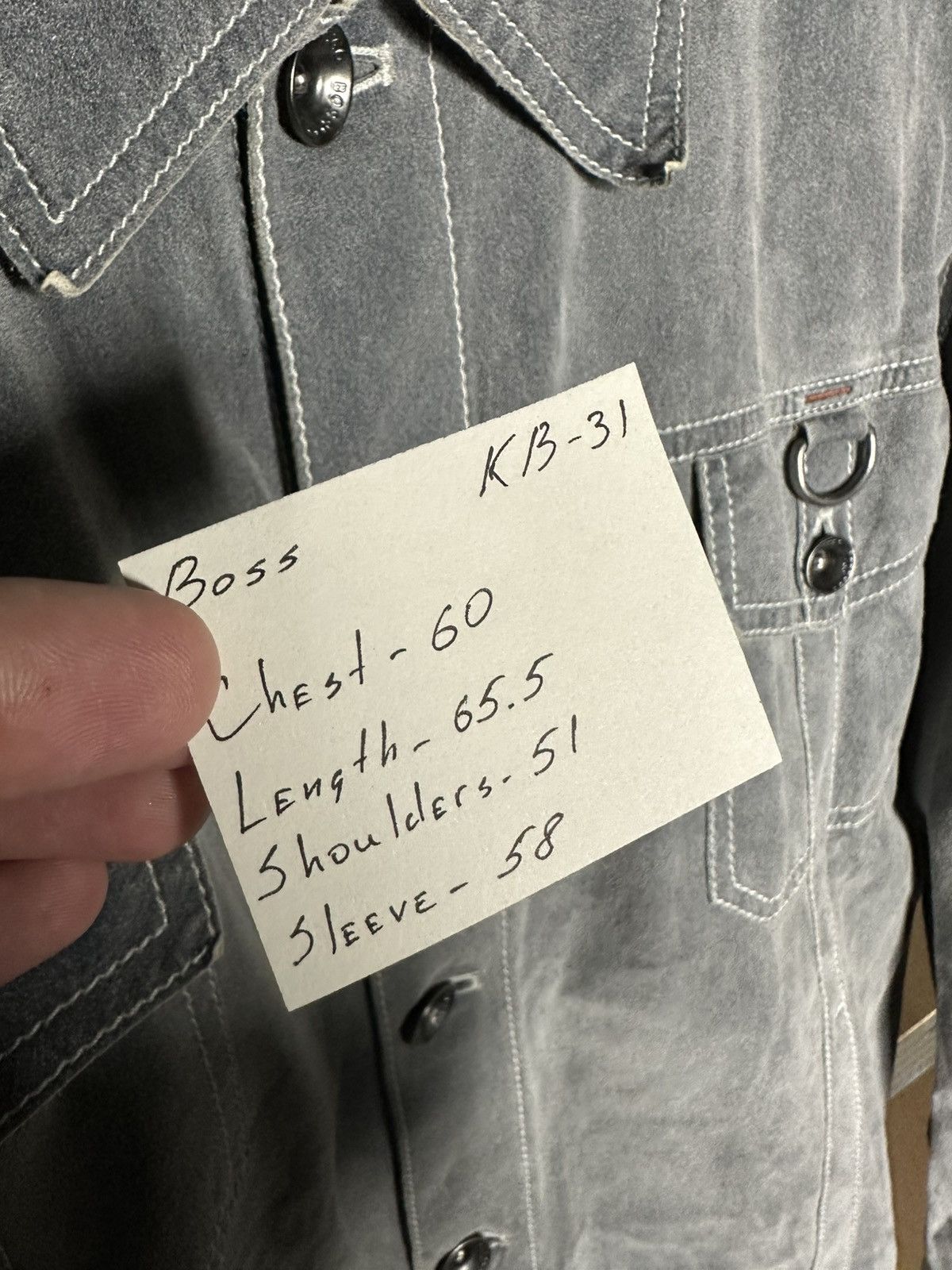 Hugo Boss Hugo Boss Grey Suede Style Jacket Buttoned Trucker Size 52 Size US L / EU 52-54 / 3 - 8 Thumbnail
