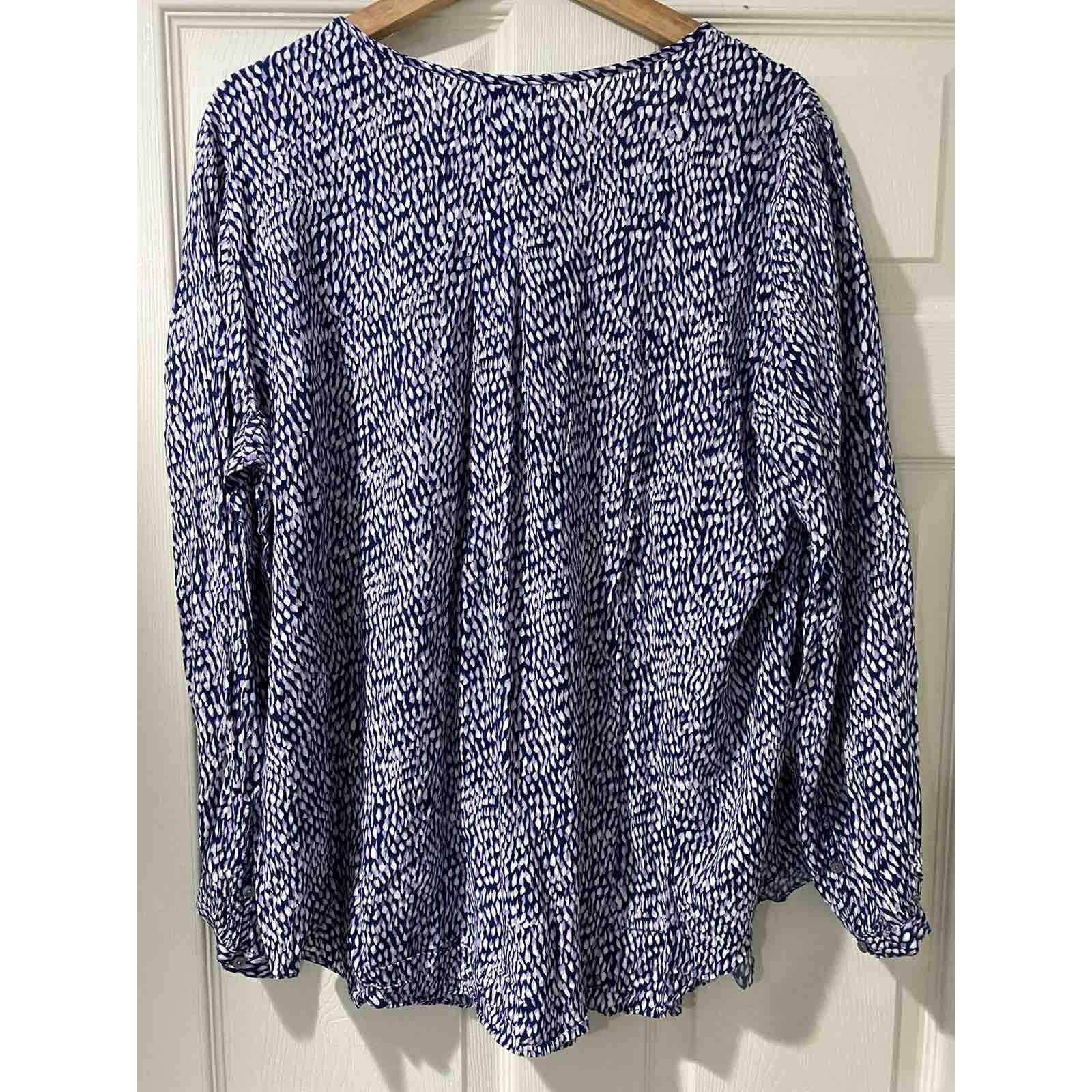 Vince Camuto Two By Vince 1X Purple Tie Neck Blouse Long Sleeve A003295 Size XL / US 12-14 / IT 48-50 - 2 Thumbnail