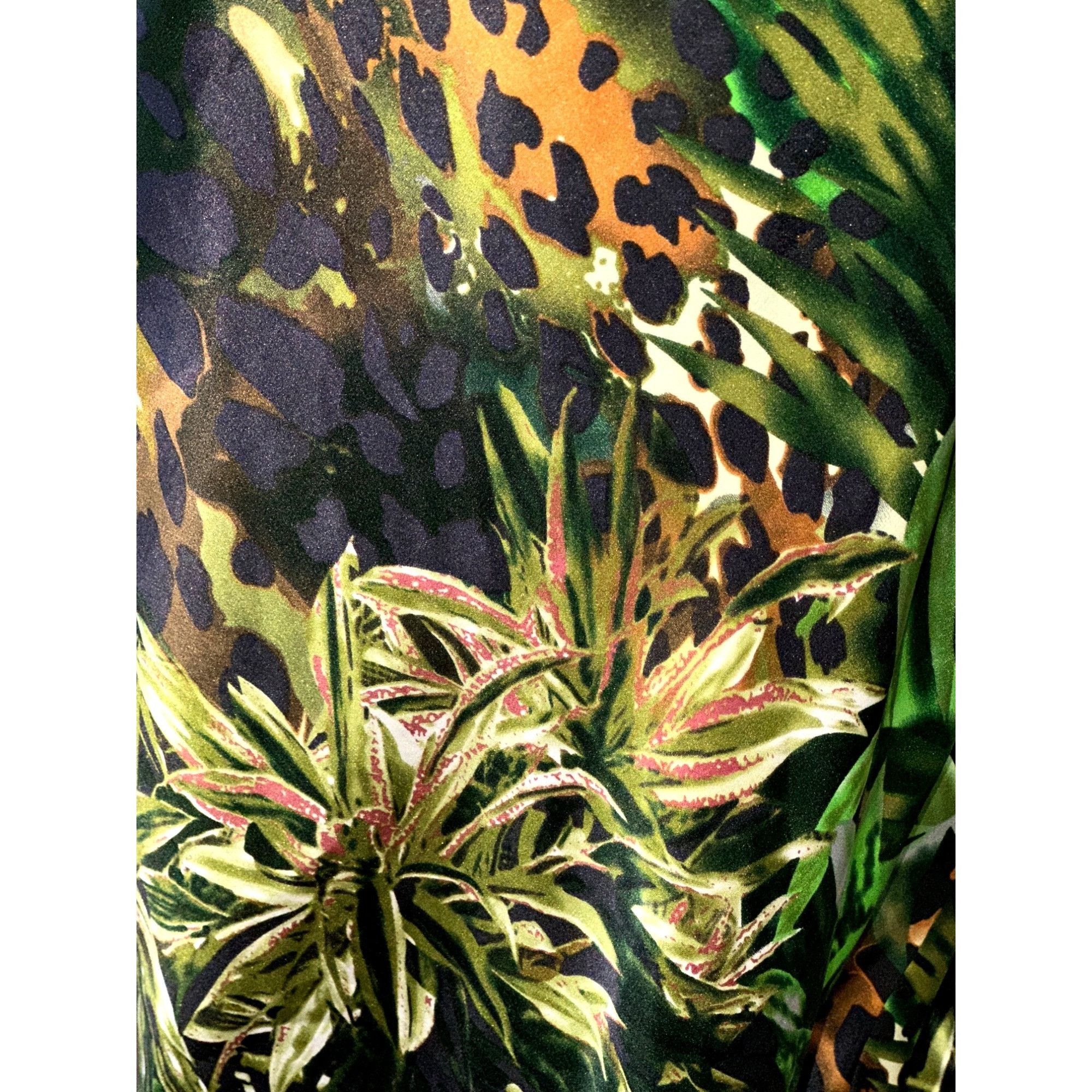 Other Cache Size Medium Green Jungle Print Silk Halter Dress Tropi Size M / US 6-8 / IT 42-44 - 7 Thumbnail
