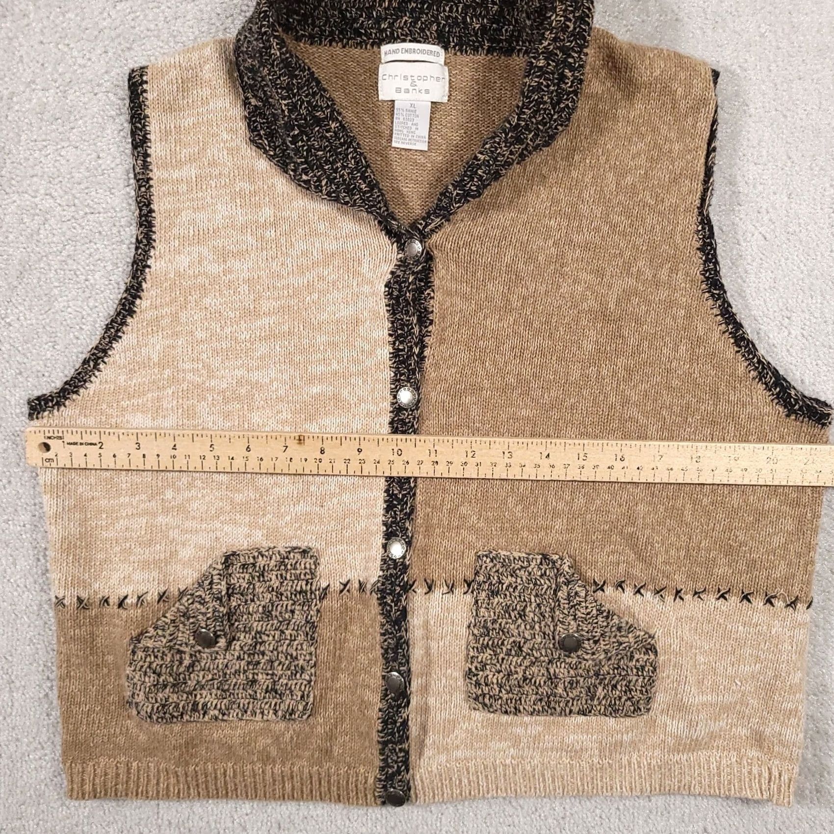 Vintage VINTAGE Christopher & Banks Sweater Vest Women XL Button Up Hand Embroidered Pocket Size XL / US 12-14 / IT 48-50 - 5 Thumbnail