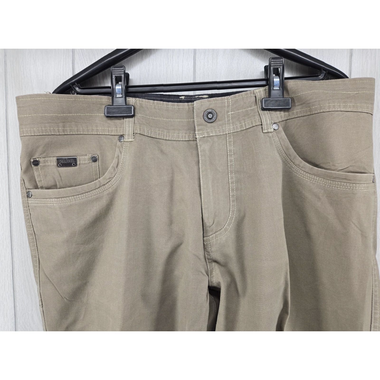 Vintage Kuhl Pants Mens 38x30 Khaki Tan Brown Kanvus Jean Hiking Outdoor Cargo Stripe? Cad Size US 38 / EU 54 - 2 Thumbnail