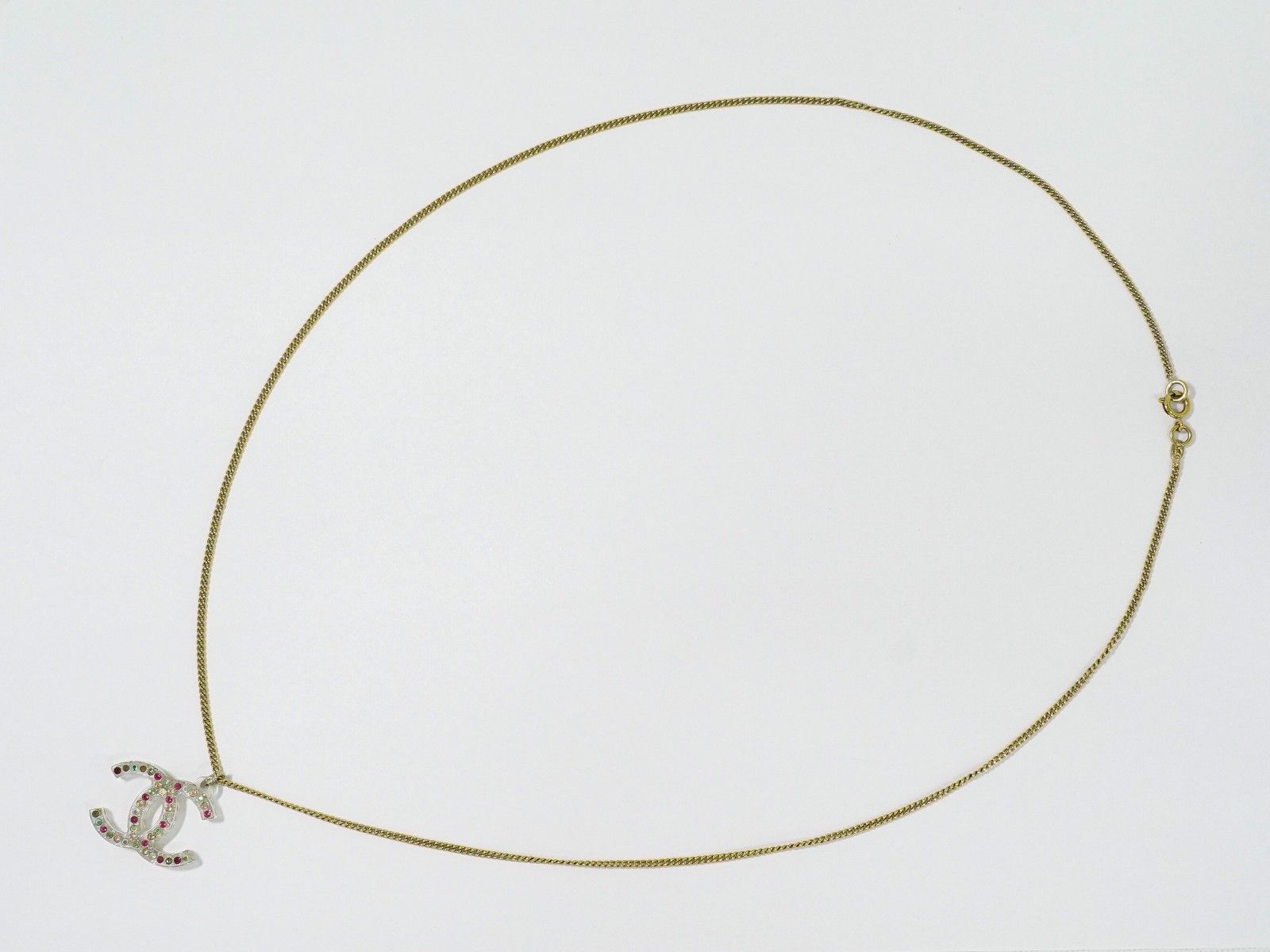 Chanel Chanel Rainbow CC Pendant Necklace Metal and Crystals Size ONE SIZE - 1 Thumbnail