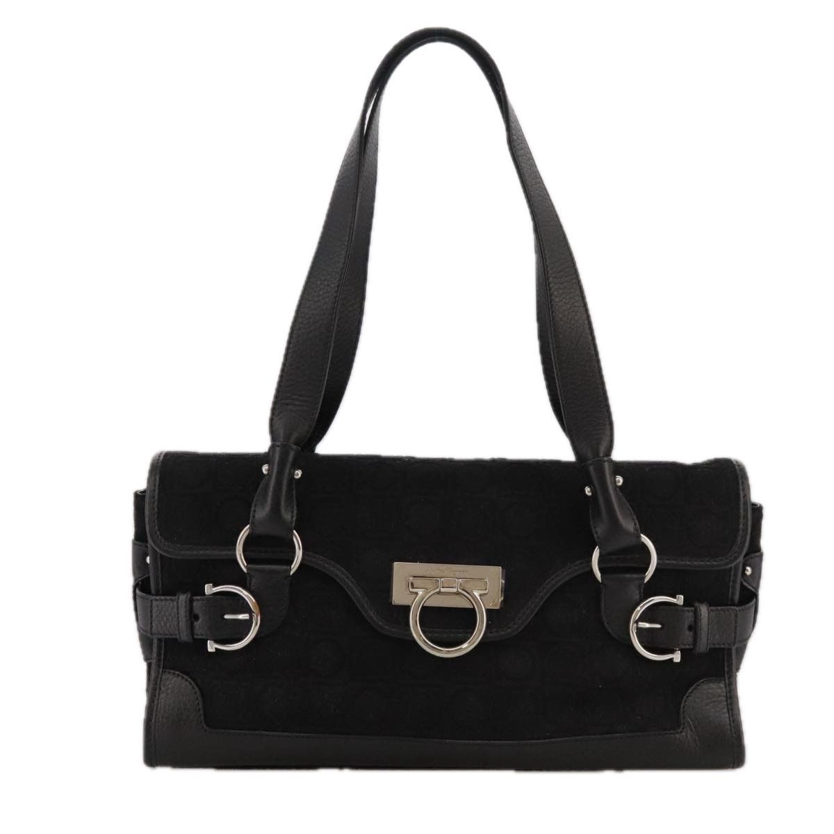 Salvatore Ferragamo Gancini Black Suede Handbag (Pre-Owned) Size ONE SIZE - 1 Thumbnail