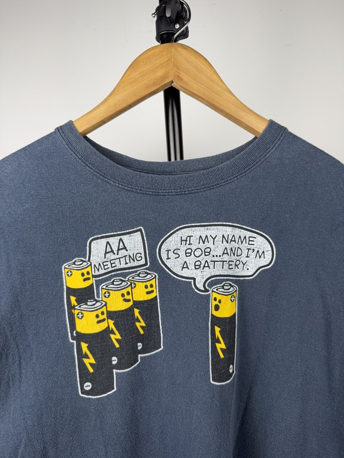 Vintage 00s Funny AA Battery Meeting Graphic Tee Bob Joke T-Shirt Size US L / EU 52-54 / 3 - 4 Thumbnail