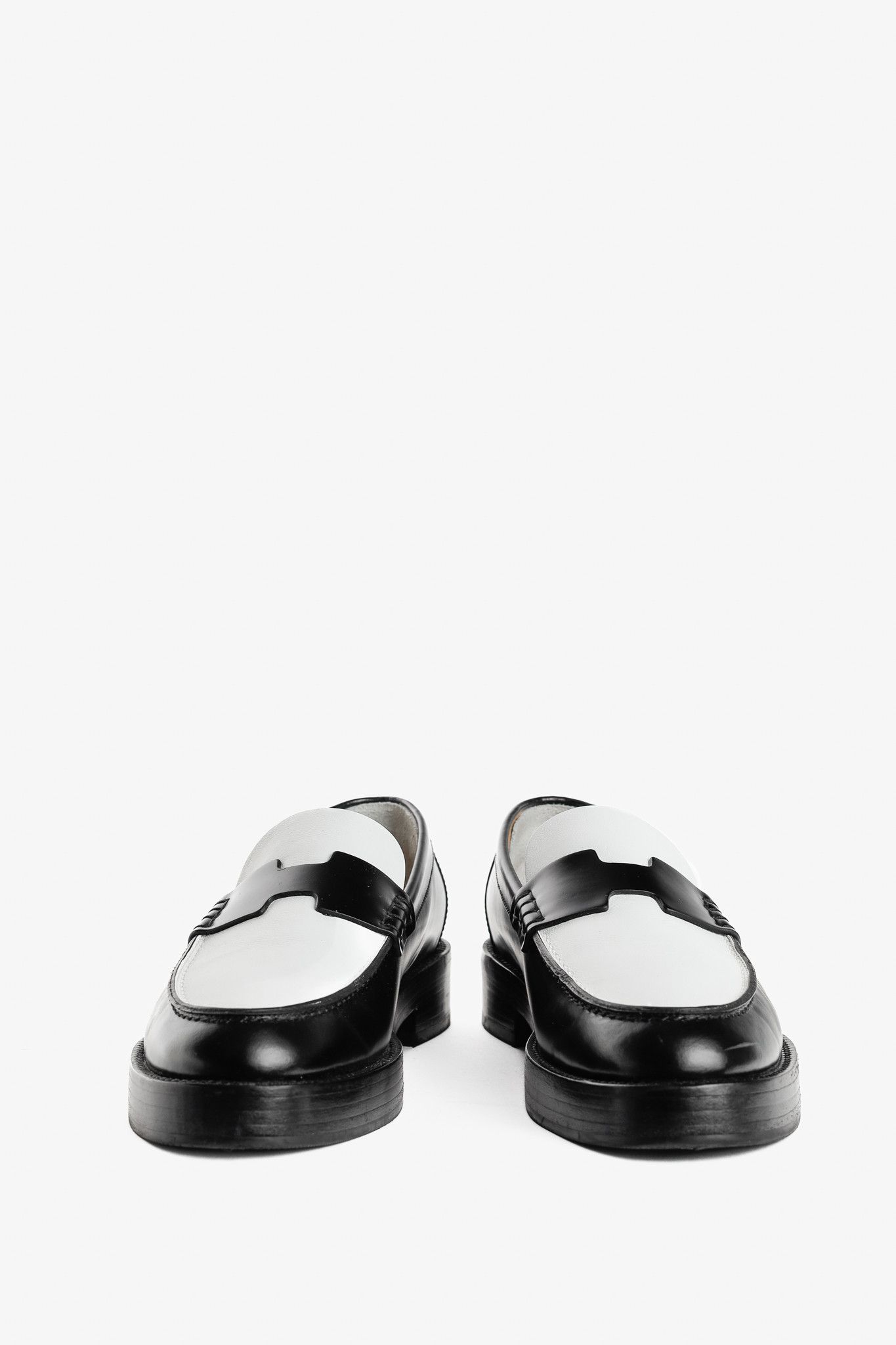 Hermes Hermes Hour Noir & Blanc Glazed Calfskin "H" Loafers Size US 7 / IT 37 - 3 Thumbnail