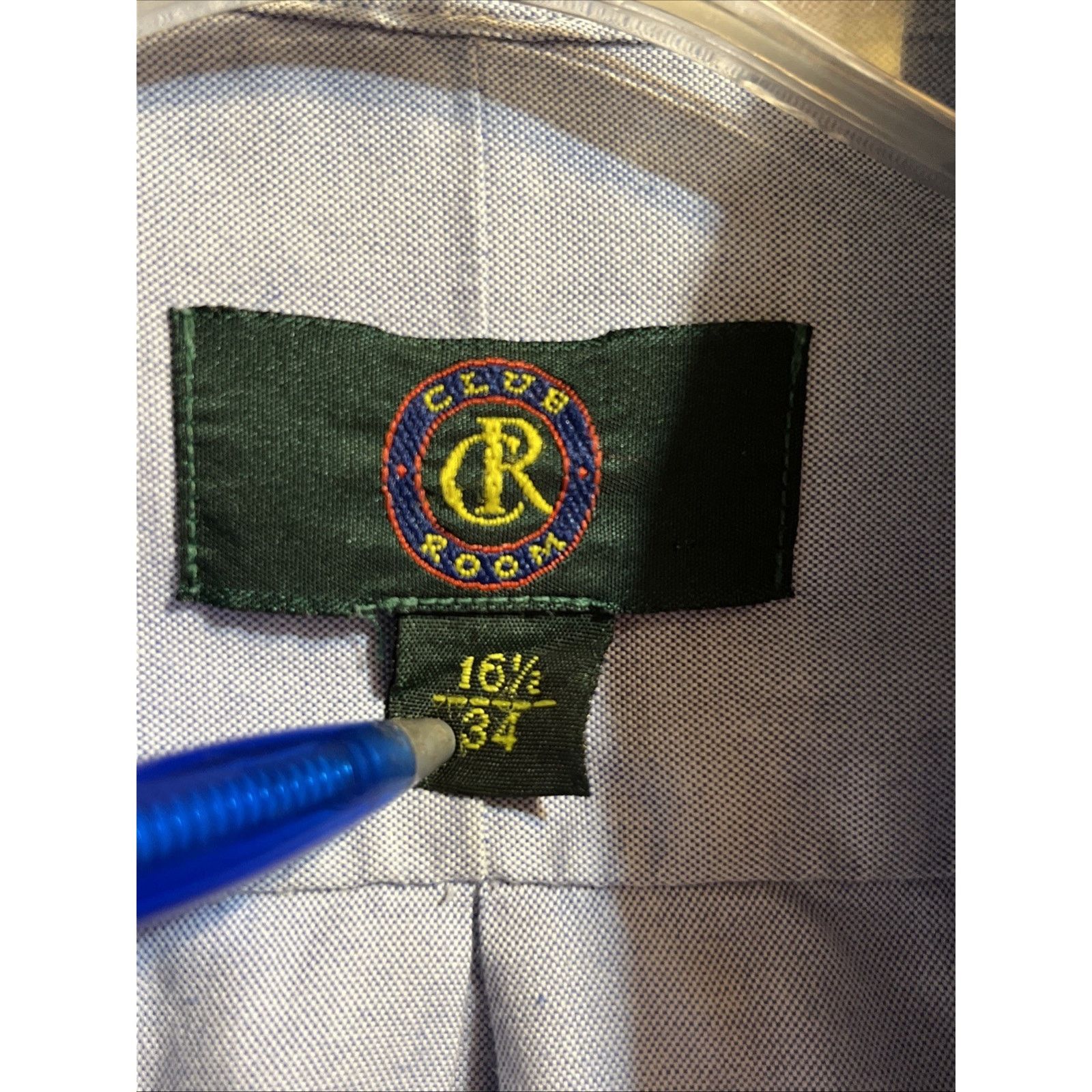 Club Room Club Room Mens Regular fit Dress Shirt Large 16.5 34 Blue LS Size US L / EU 52-54 / 3 - 2 Thumbnail