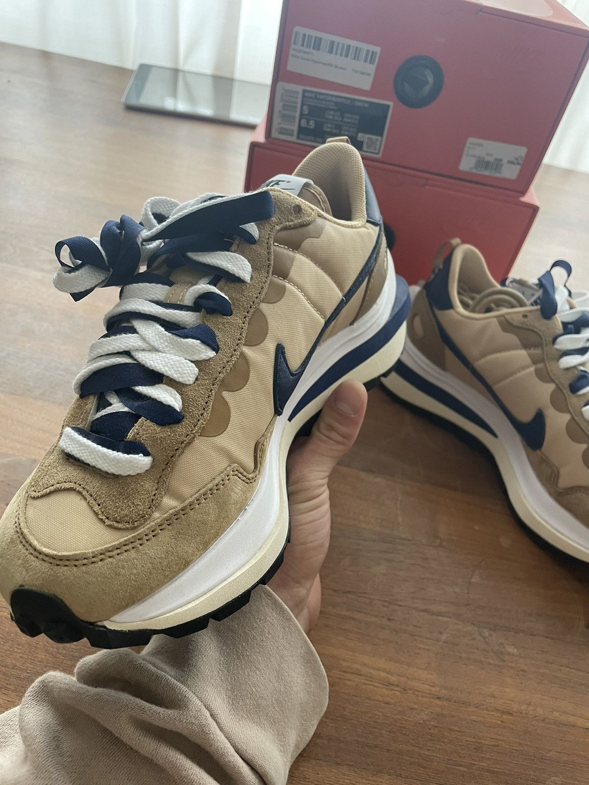 Nike × Sacai Nike x Sacai Vaporwaffle Beige Size US 7.5 / IT 37.5 - 3 Thumbnail