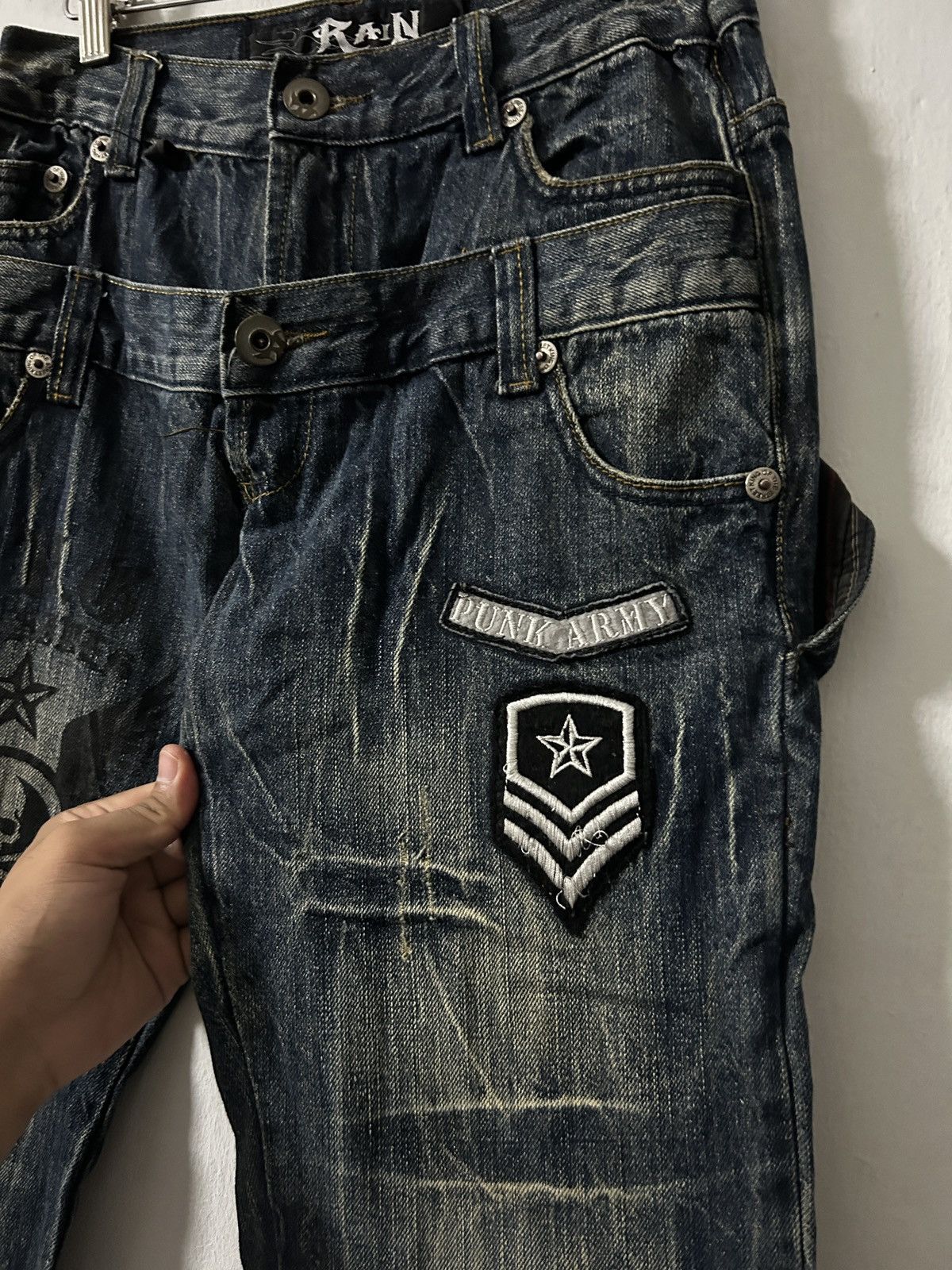 Japanese Brand 2000’s Rain King of Hip Hop Double Waist grunge punk style Size US 27 - 5 Thumbnail