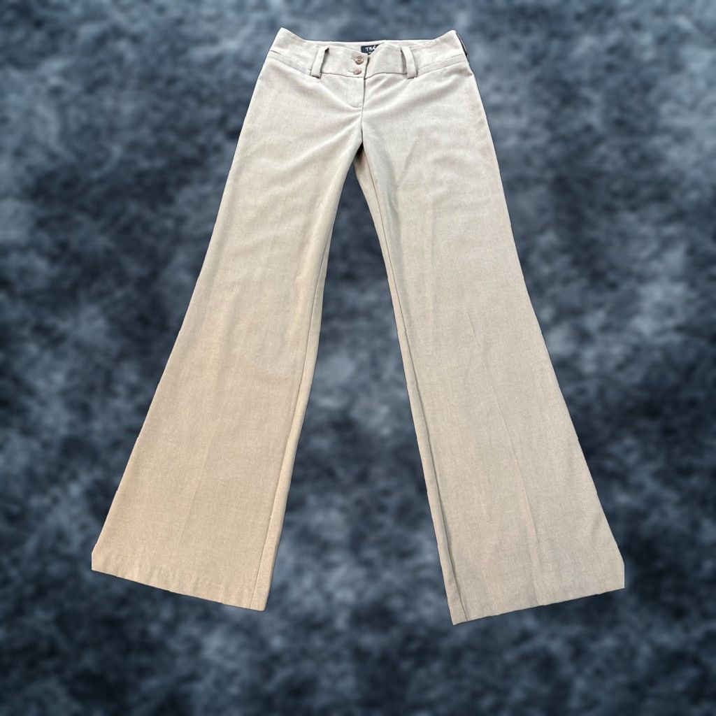 Vintage VINTAGE TBA Pixie Trouser Pants Womens 28x31 Wide Leg Low Rise Beige Dress Pants Y2K Bratz Flare 90s Med Womens Size 28" / US 6 / IT 42 - 1 Thumbnail