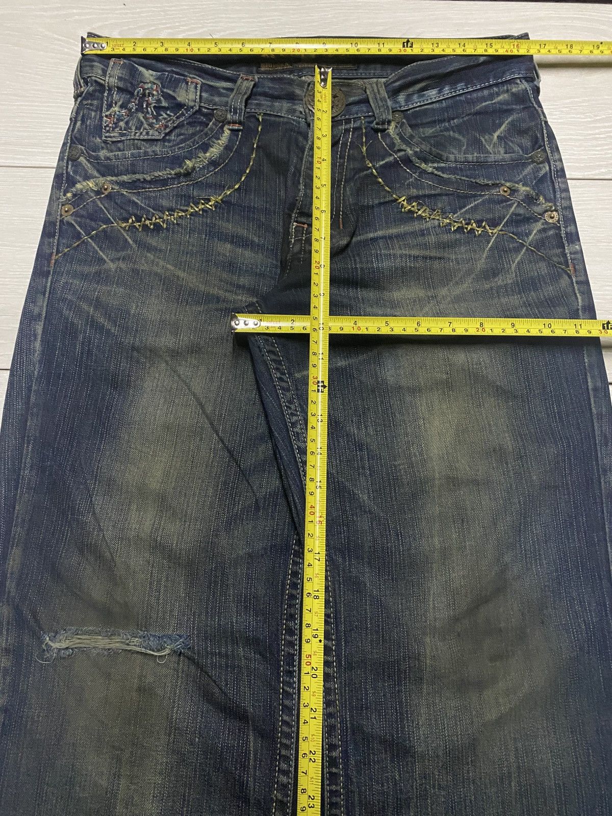 Tornado Mart Japan Brand Riobera Embroidered Karakuri Logo Baggy Jeans Size US 33 - 18 Thumbnail