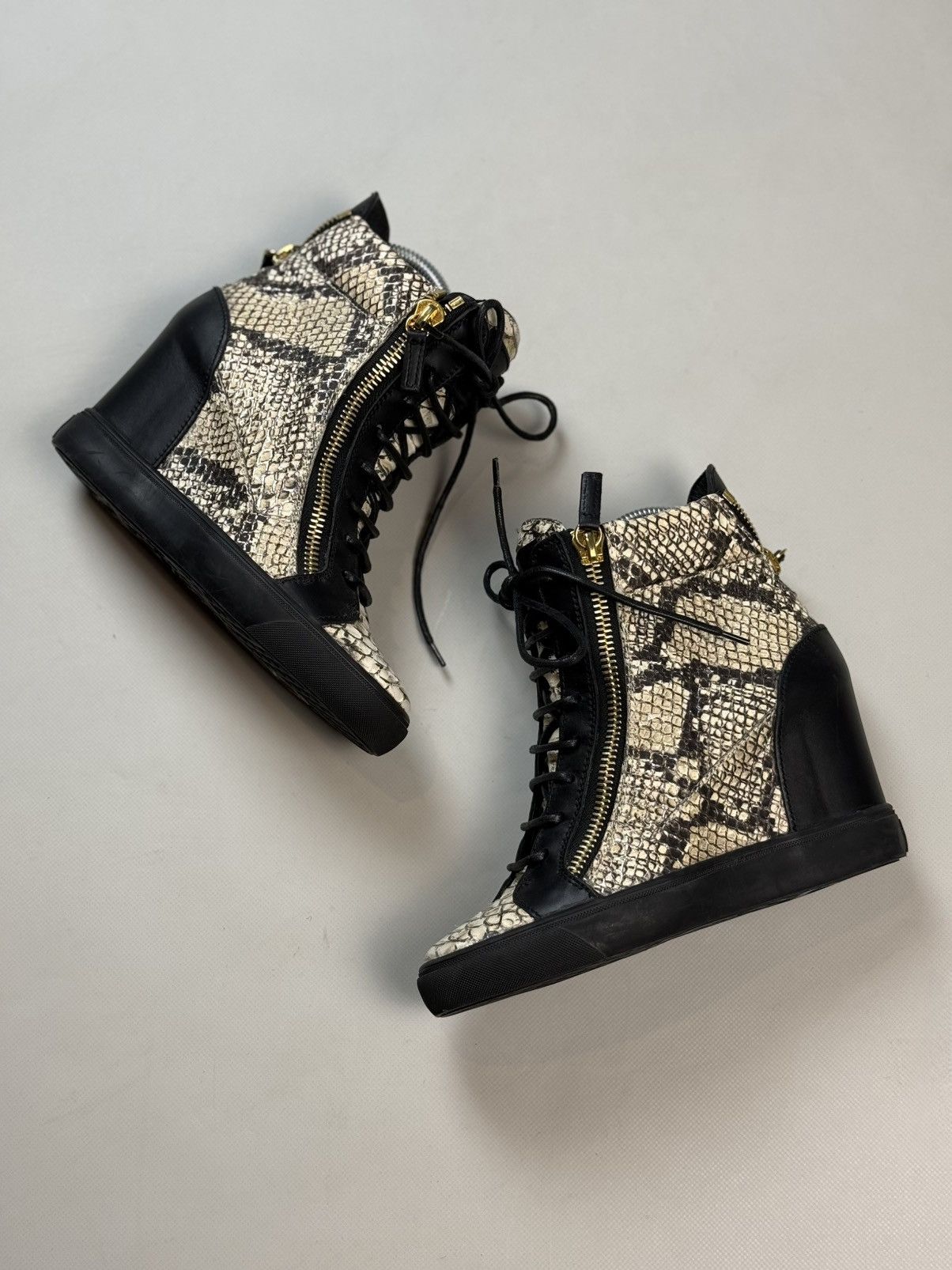 Giuseppe Zanotti Zanotti Python Embossed Leather Coby High Top Sneakers Shoes Size US 8.5 / IT 38.5 - 1 Thumbnail
