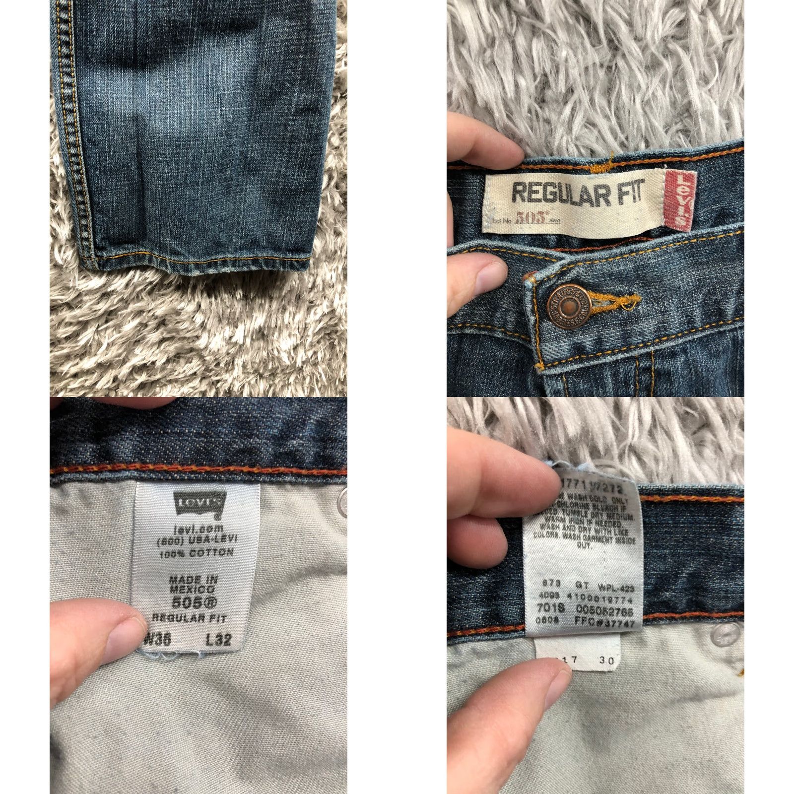 Levi's Levi's 505 Jeans Size 36x32 Mens Mid Rise Straight Leg Dark Wash Blue Denim Jeans Size US 36 / EU 52 - 8 Thumbnail