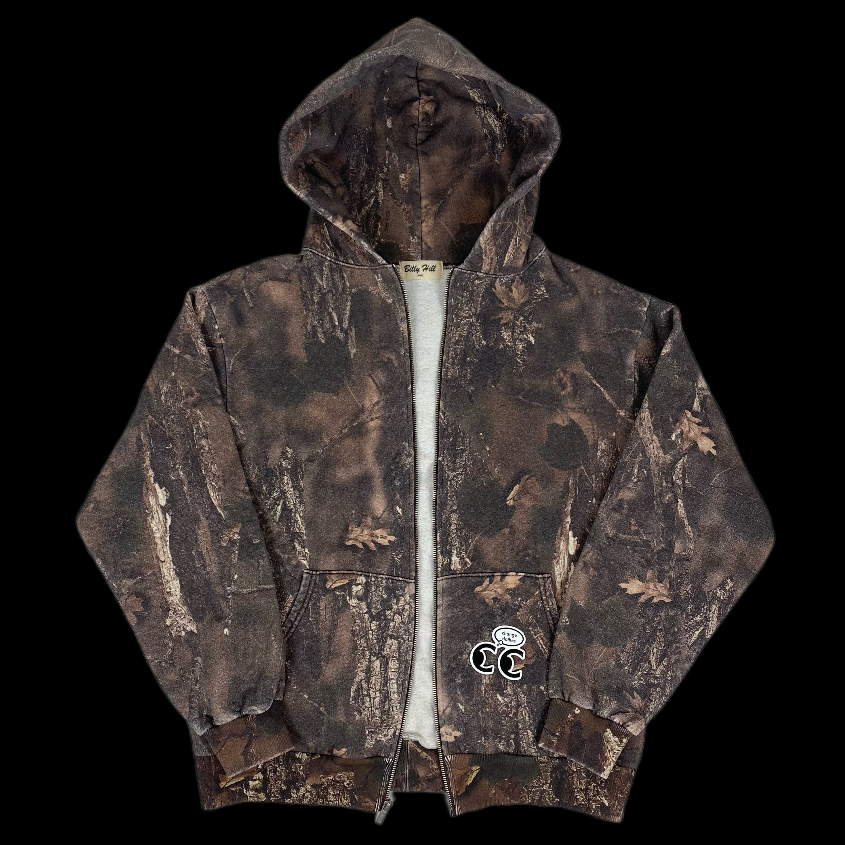 image of 2023 Billy Hill Sasquatch Camo Zip Up Hoodie Realtree in Brown Camo, Men's (Size 2XL)