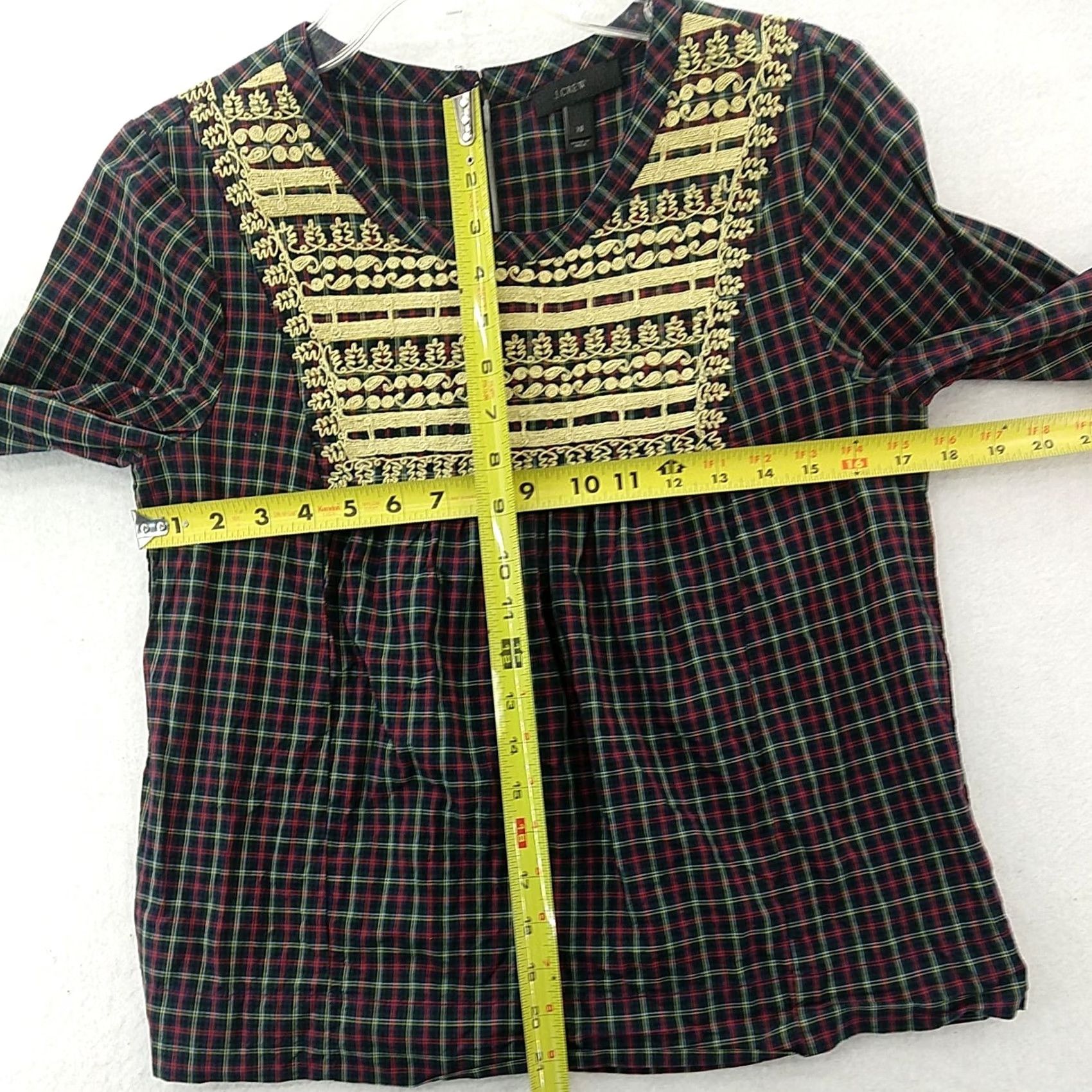 J.Crew J.CREW Long Sleeve Plaid Embroidered Blouse-Women's XS Size XS / US 0-2 / IT 36-38 - 7 Thumbnail