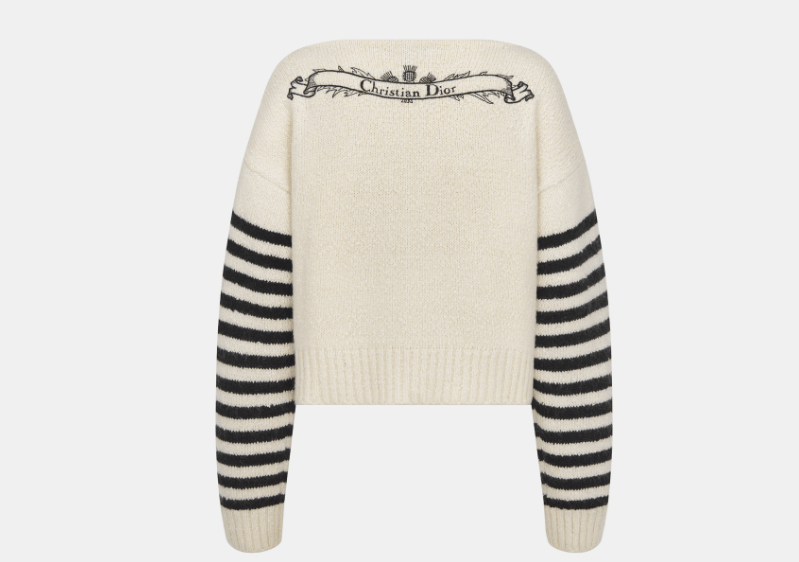 Dior o1w1db10326 514S48 Embroidered Sweater in White/Black Size M / US 6-8 / IT 42-44 - 2 Thumbnail