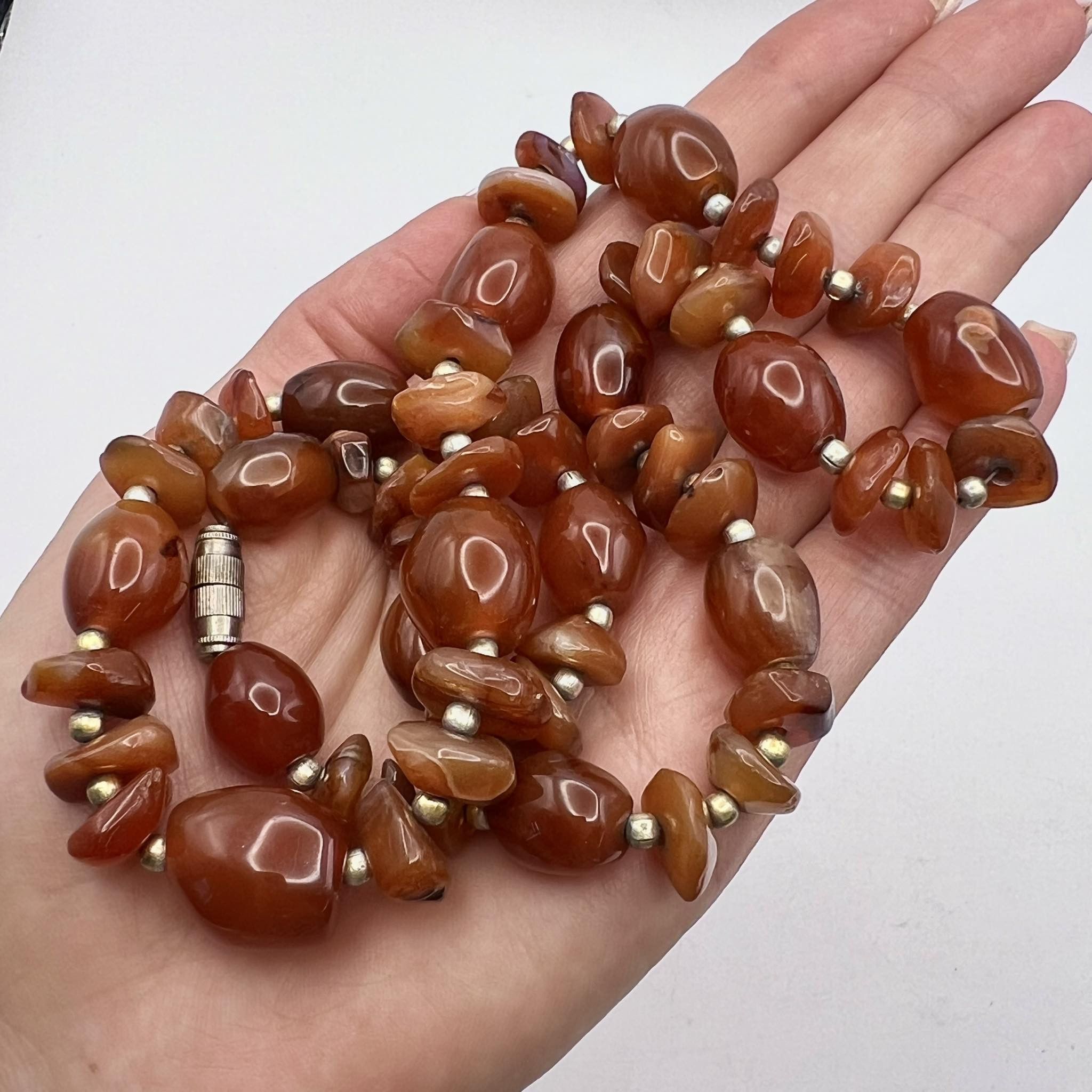 Vintage Vintage Jewelry Beads Necklace Caramel Cornelian Natural Size ONE SIZE - 4 Thumbnail