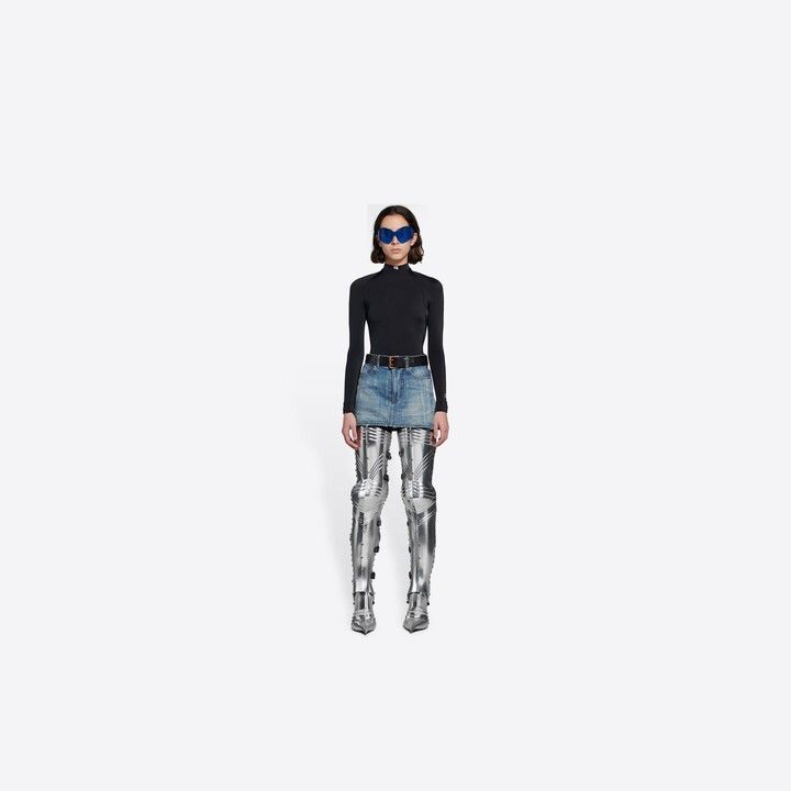 Balenciaga o1in1g0225 6 Pocket Mini Skirt in Blue Size 28" / US 6 / IT 42 - 3 Thumbnail