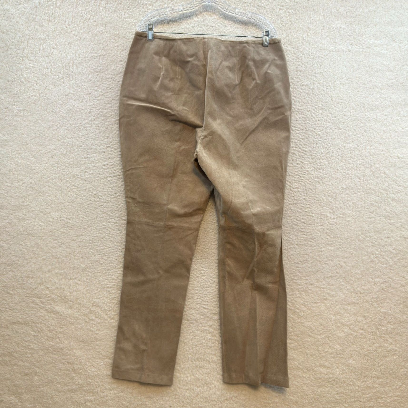 Vintage VINTAGE Y2K Suede Leather Pants 16 34 Khaki Tan Beige High Waisted Straight Leg Mens Women Size 38" / US 16 / IT 52 - 2 Thumbnail