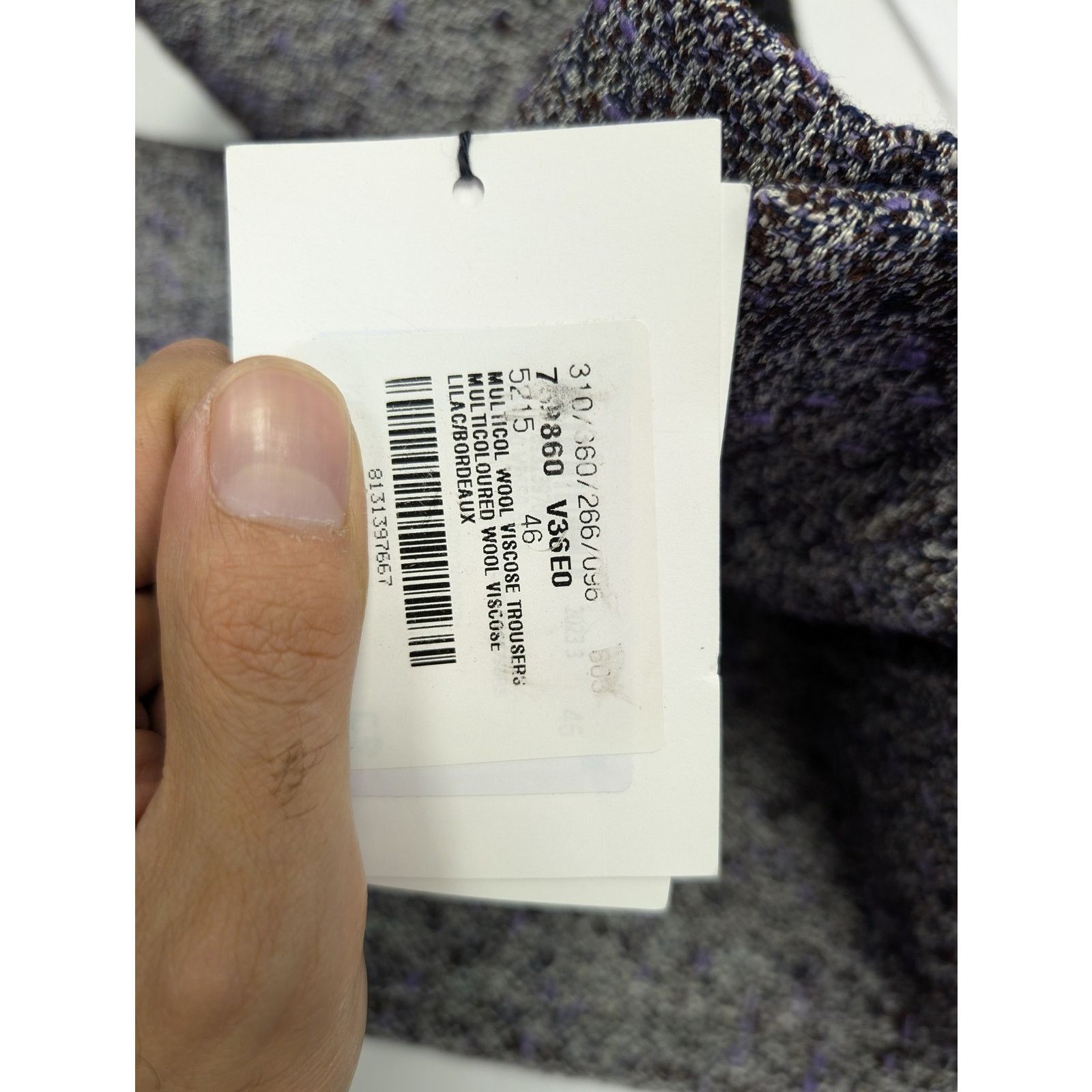 Bottega Veneta o1rshd1 Multicol Wool Viscose Trousers Pants Lilac/Bordeaux Size US 30 / EU 46 - 16 Thumbnail