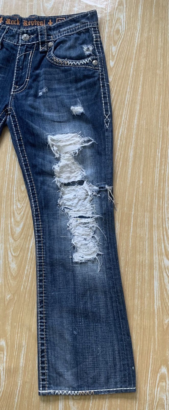 Rock Revival Rare.. Distressed Rock Revival Slim Boot Flare Jeans Pants Size US 34 / EU 50 - 8 Thumbnail
