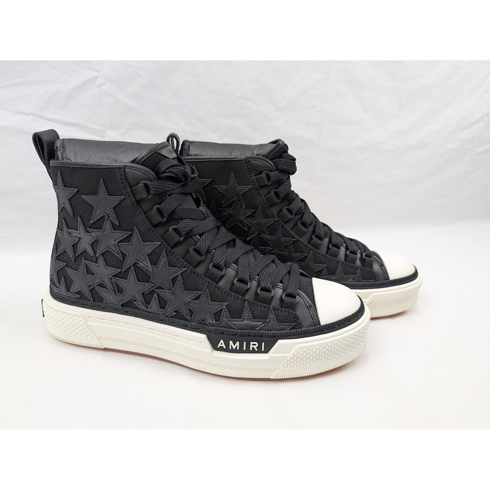 Amiri o1rshd1 Stars Court Hi-Top Sneakers in Black/White Size US 14 / EU 47 - 12 Thumbnail