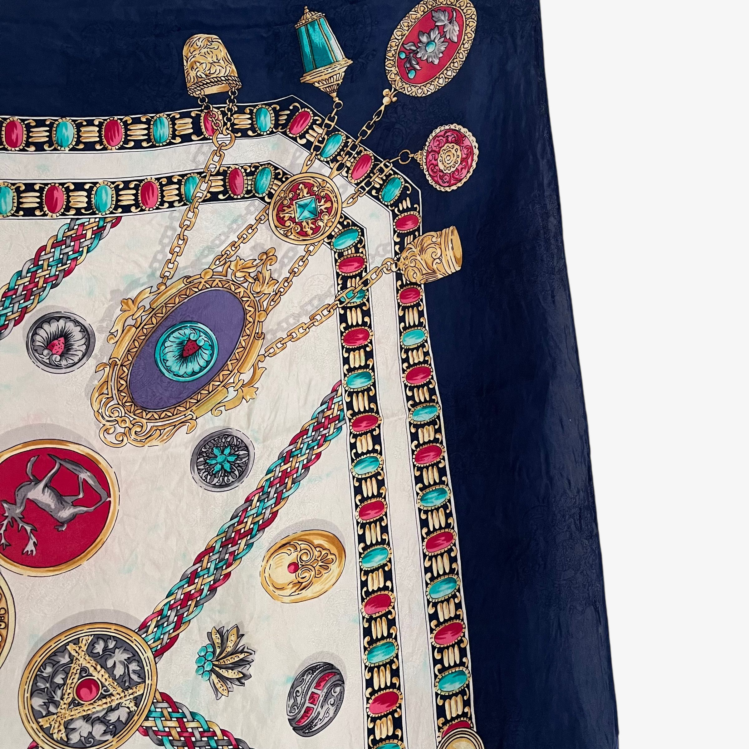Pierre Cardin Vintage 90s Pierre Cardin Jewelled Print Silk Scarf Size ONE SIZE - 6 Thumbnail