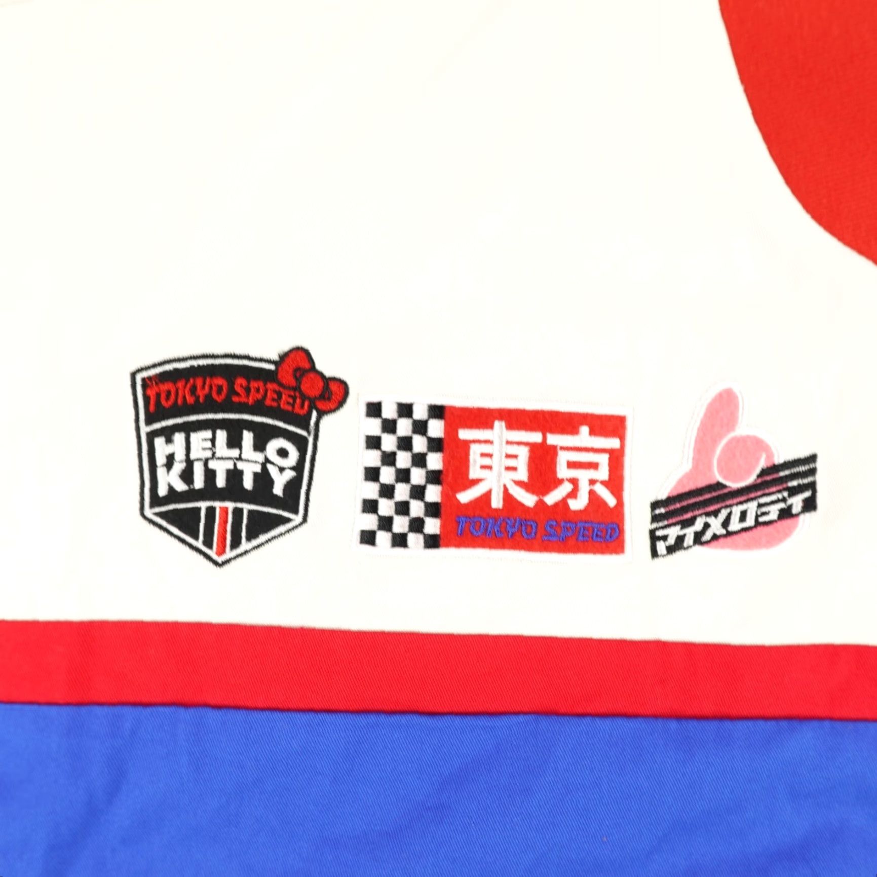 Vintage Hello Kitty Jacket Womens 2X White Blue Red Sanrio Tokyo Speed Racing Car Coat Size XXL / US 16-18 / IT 52-54 - 3 Thumbnail