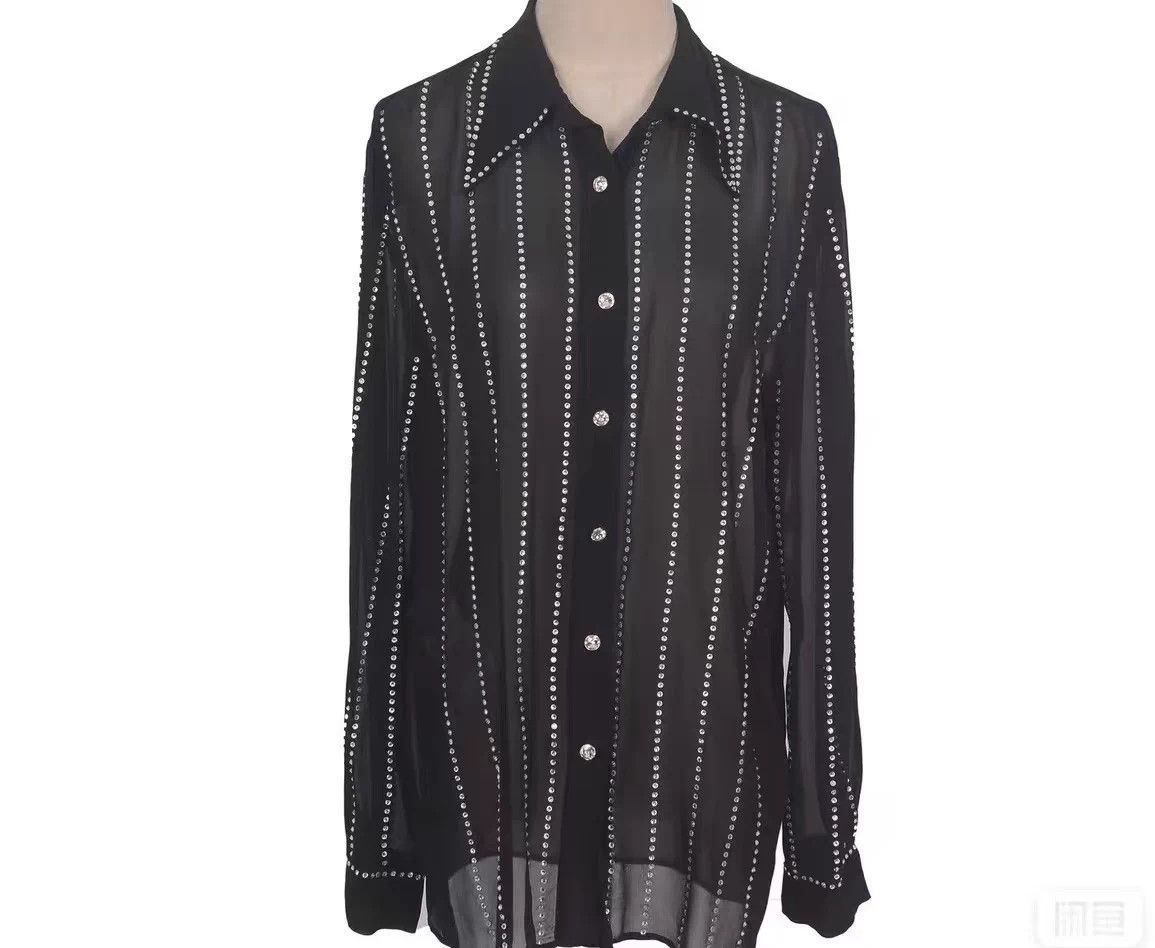 Miu Miu MIU MIU black crystal long sleeve shirt 36 Size XS / US 0-2 / IT 36-38 - 7 Thumbnail