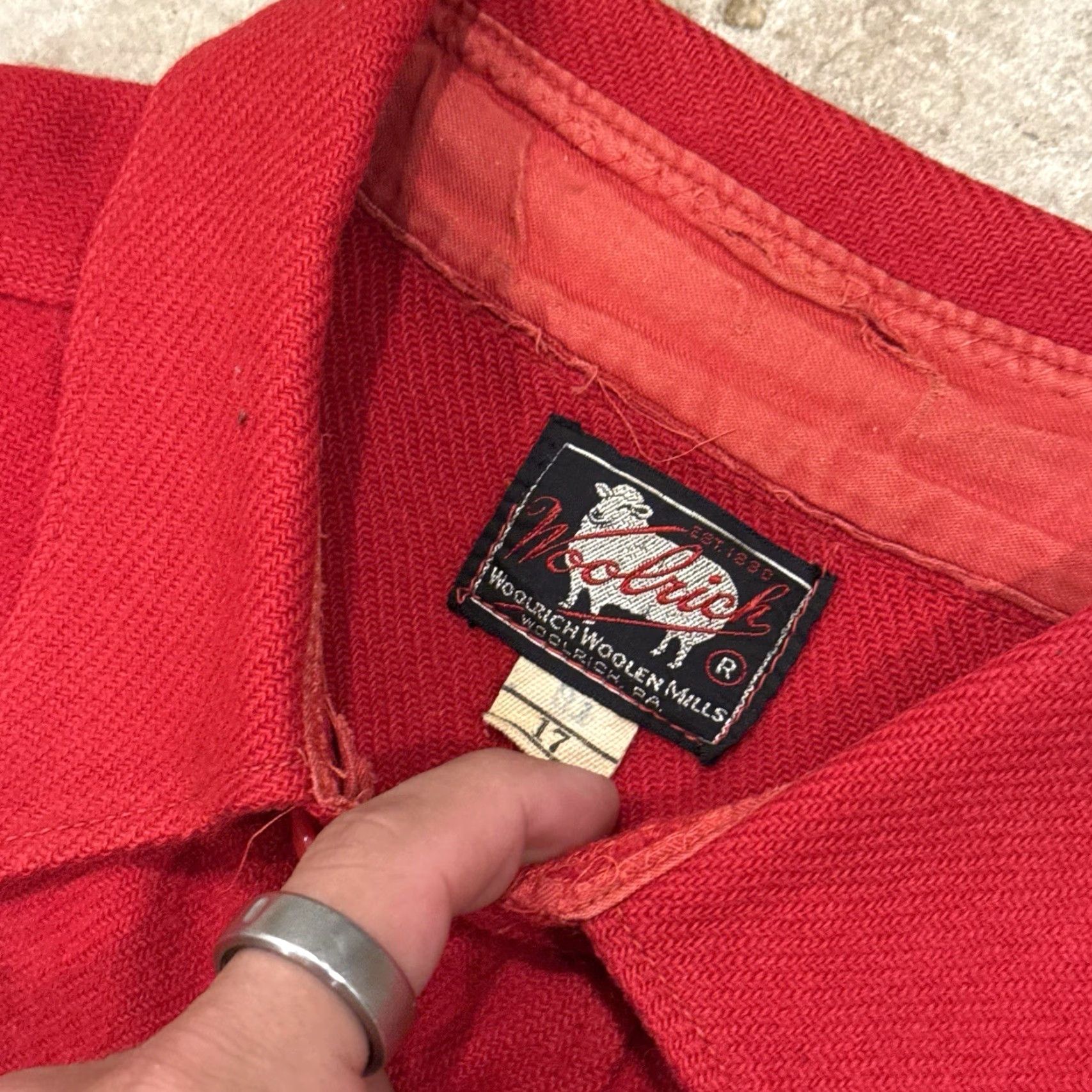 Vintage VTG Woolrich Mens XL Red Heavy Chamois Flannel Shirt Long Sleeve 40s *FLAWS* Size US XL / EU 56 / 4 - 3 Thumbnail