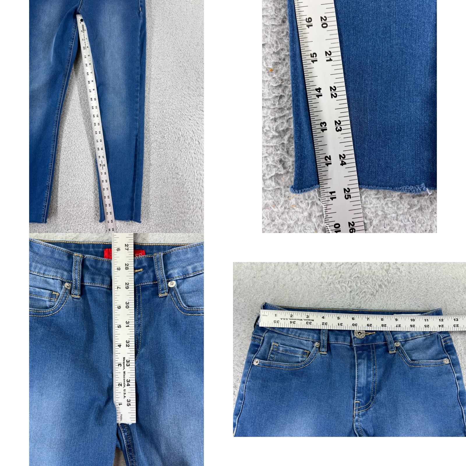 Guess Bullhead Jeans Juniors 22 Blue Denim High Waist Skinny 5-Pocket Distressed Comfort Stretch Vintage No Size 40" / US 18 - 8 Thumbnail