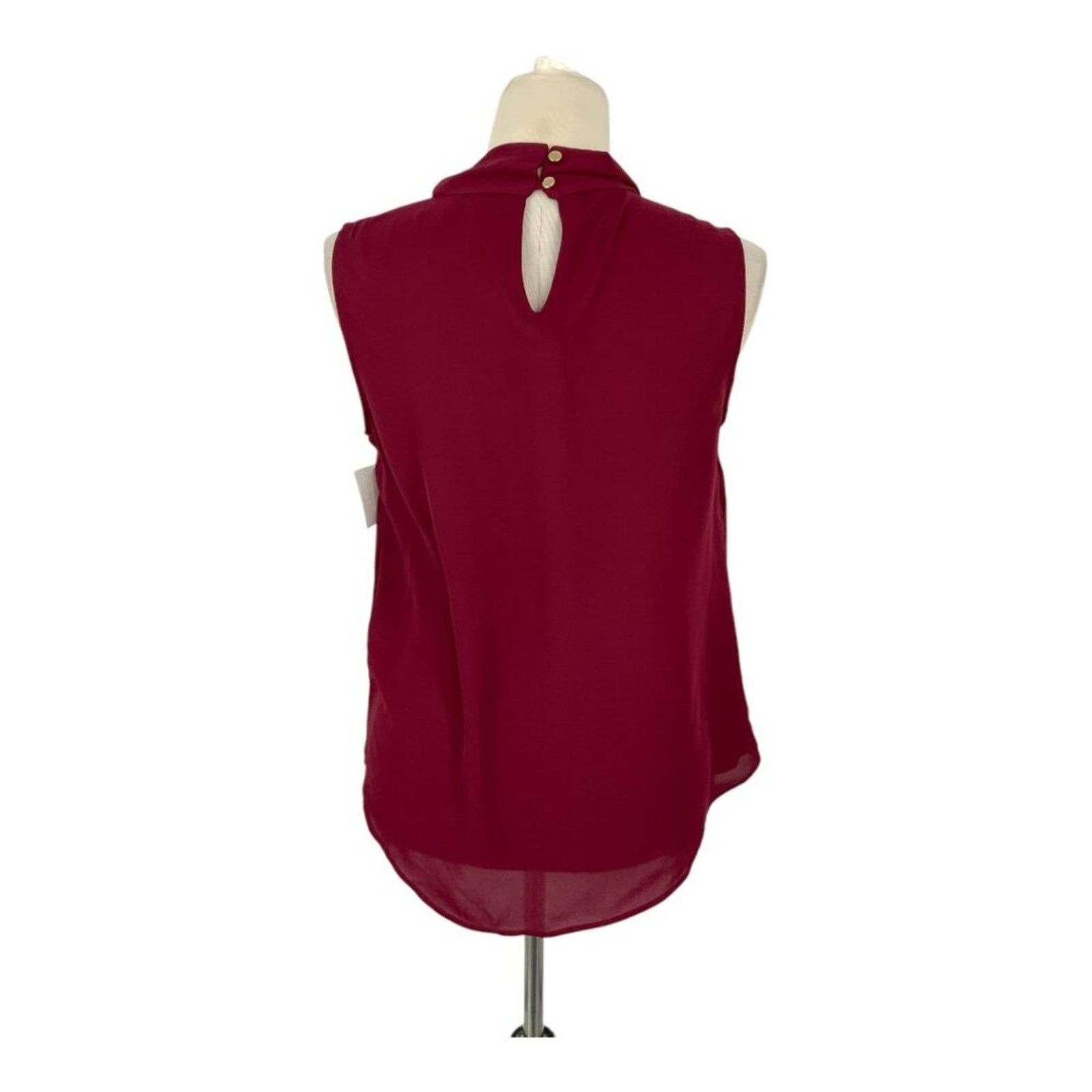 DKNY DKNY Sleeveless Tie Collar Blouse Cranberry Size Small NWOT Size S / US 4 / IT 40 - 9 Thumbnail