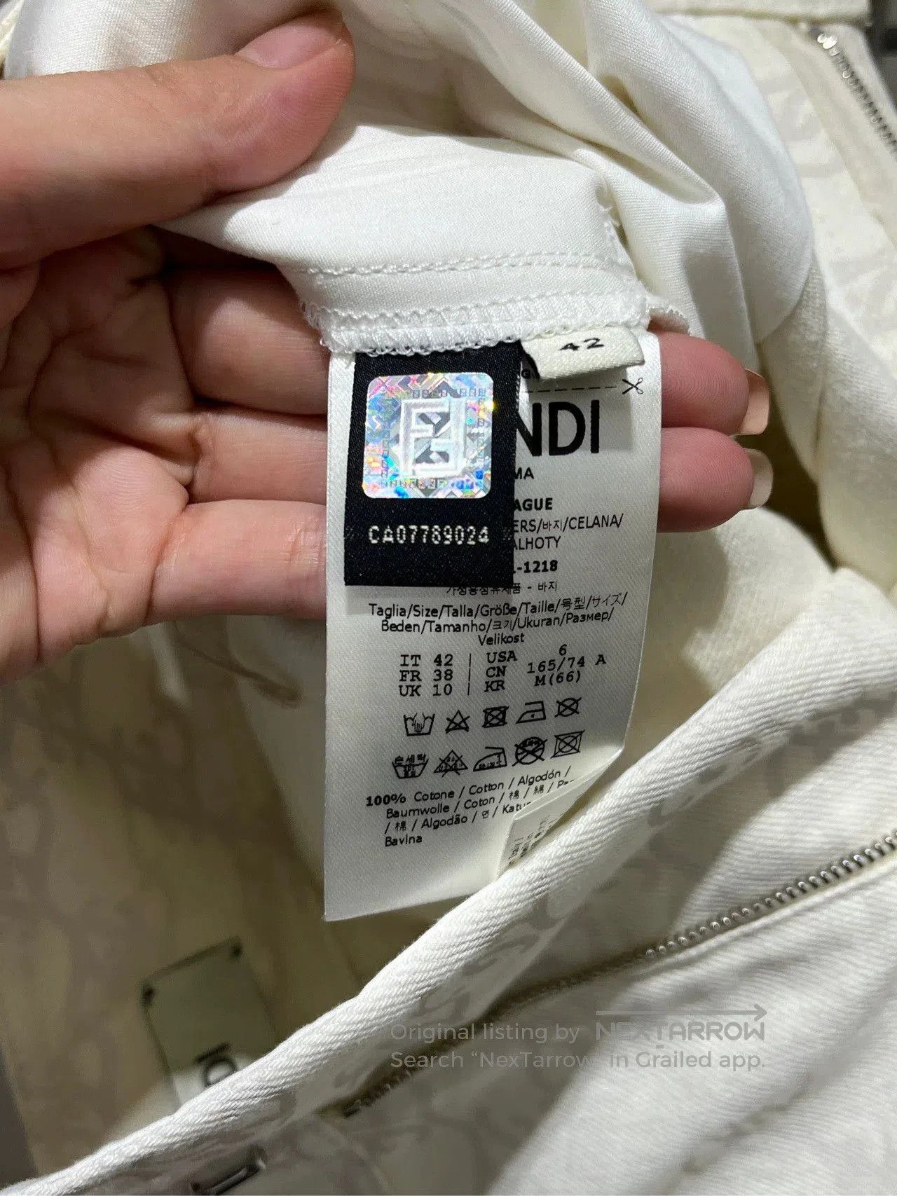 Fendi Fendi White Logo Print Pants. Size US 26 / EU 42 - 4 Thumbnail