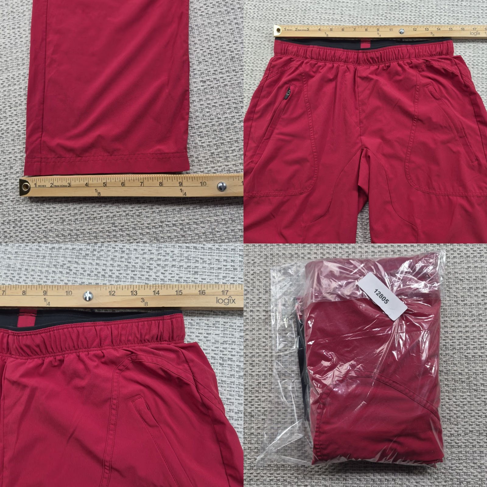 Vintage Paskho Pants Mens Large Red Track Athletic Travel Stretch Zip Pocket Pockets Size US 33 - 8 Thumbnail
