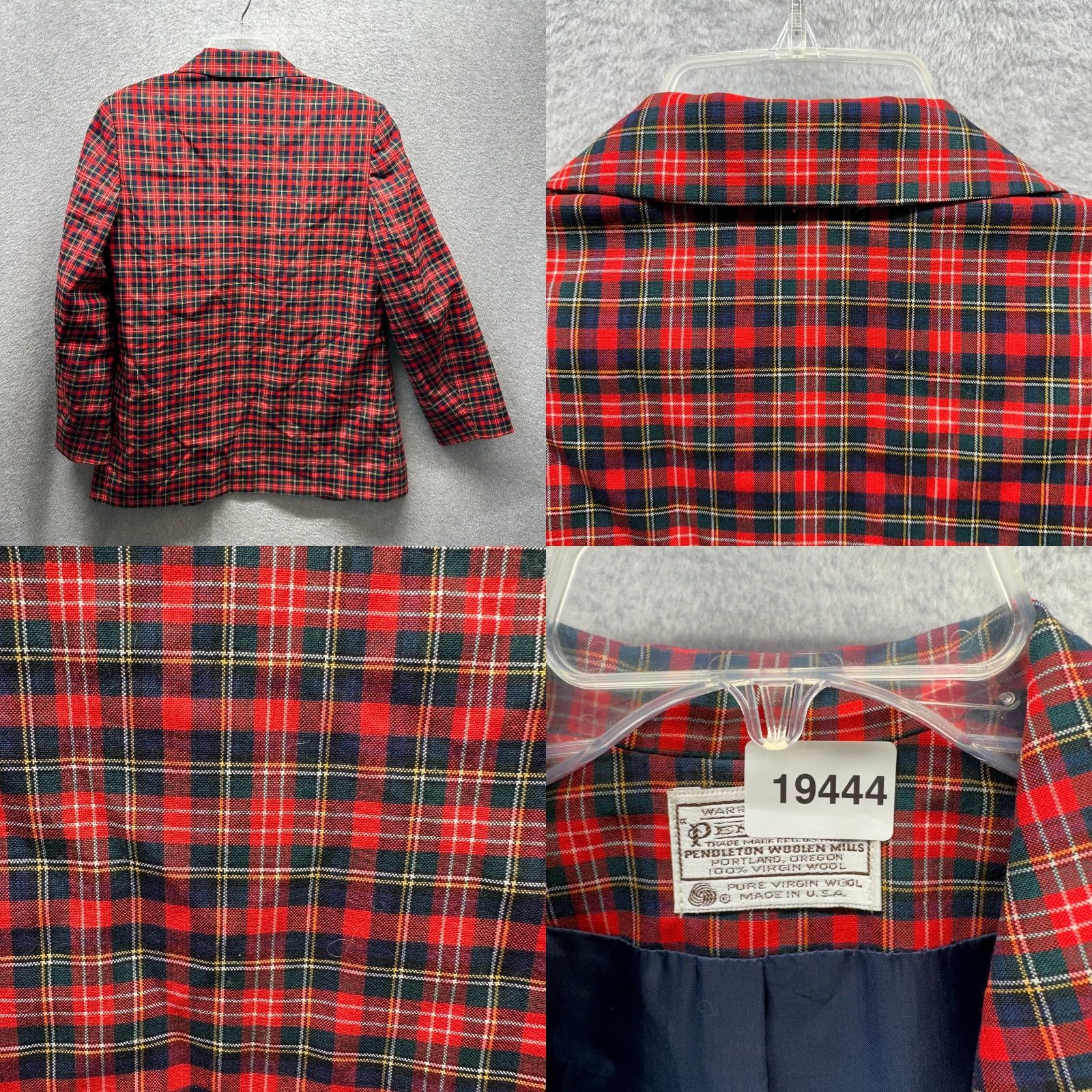 Pendleton VINTAGE Pendleton Jacket Womens Large Red Blue 100% Wool Tartan 80s Made in USA Coat Size L / US 10 / IT 46 - 9 Thumbnail