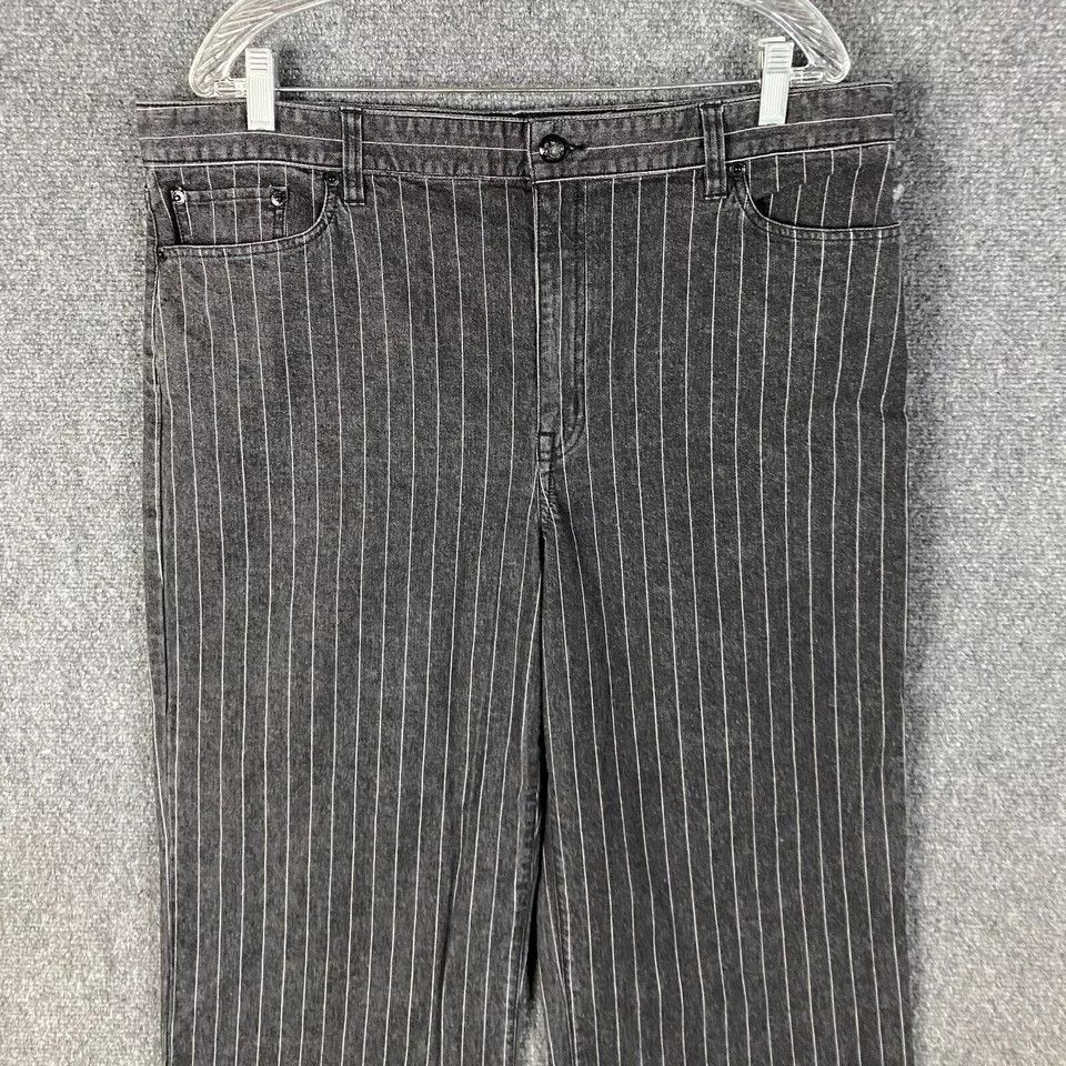 Lauren Ralph Lauren Ralph Lauren Jeans Women's Size 16 Wide Leg Striped Gray Size 38" / US 16 / IT 52 - 2 Thumbnail