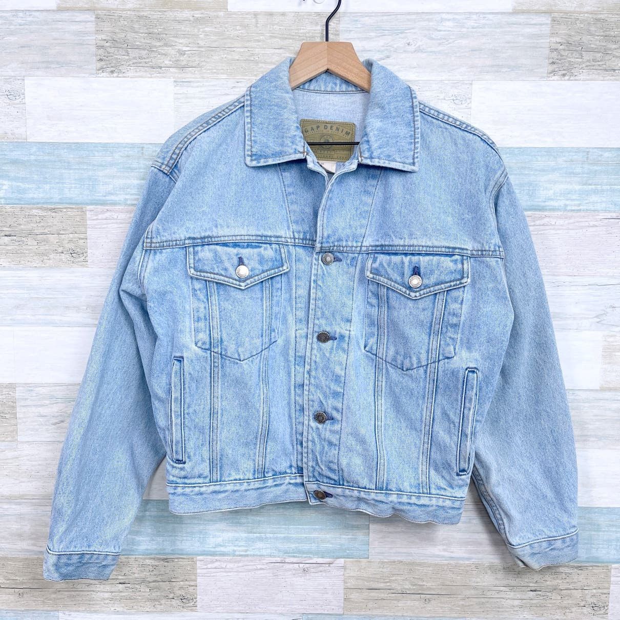 image of Gap Vintage 90's Denim Trucker Jacket Blue Light Mens Xs