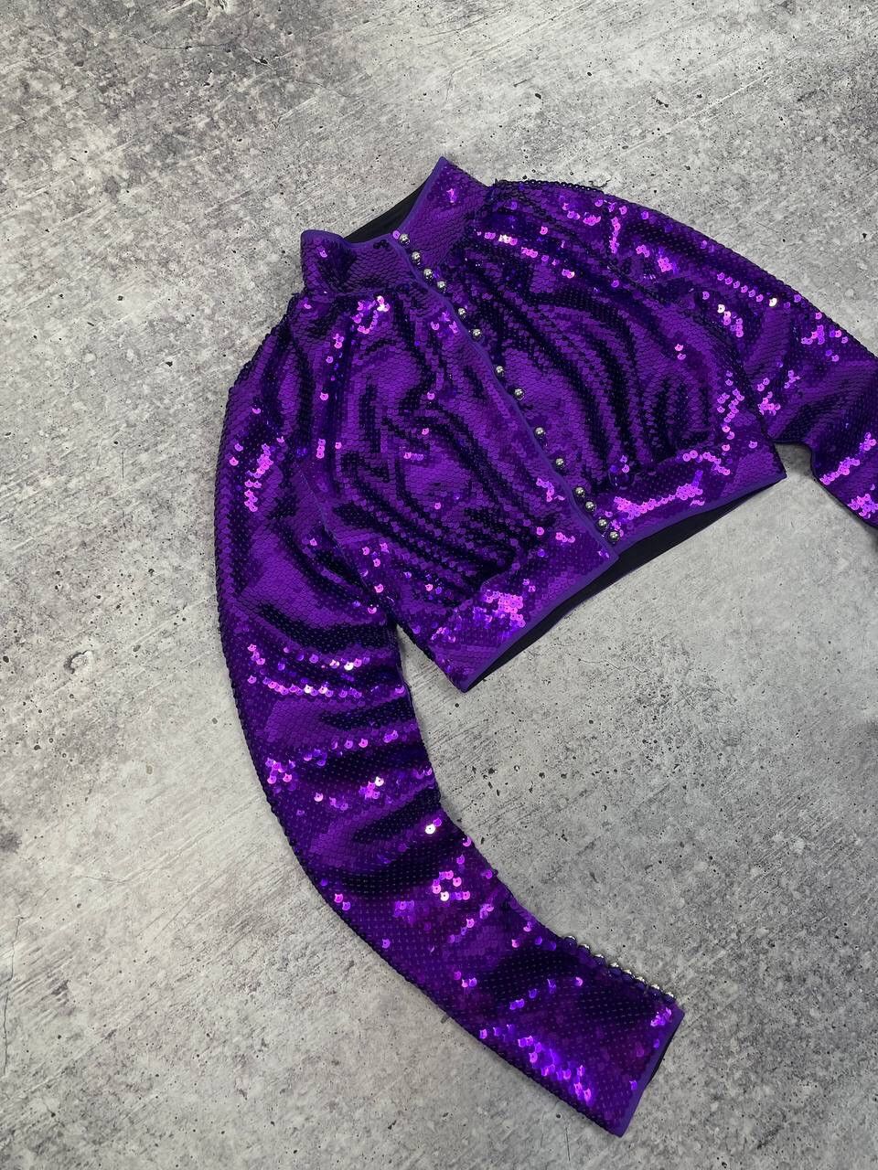 H&M × Paco Rabanne Paco Rabanne H&M Purple Sequined Cropped Top Y2K Size S / US 4 / IT 40 - 4 Thumbnail